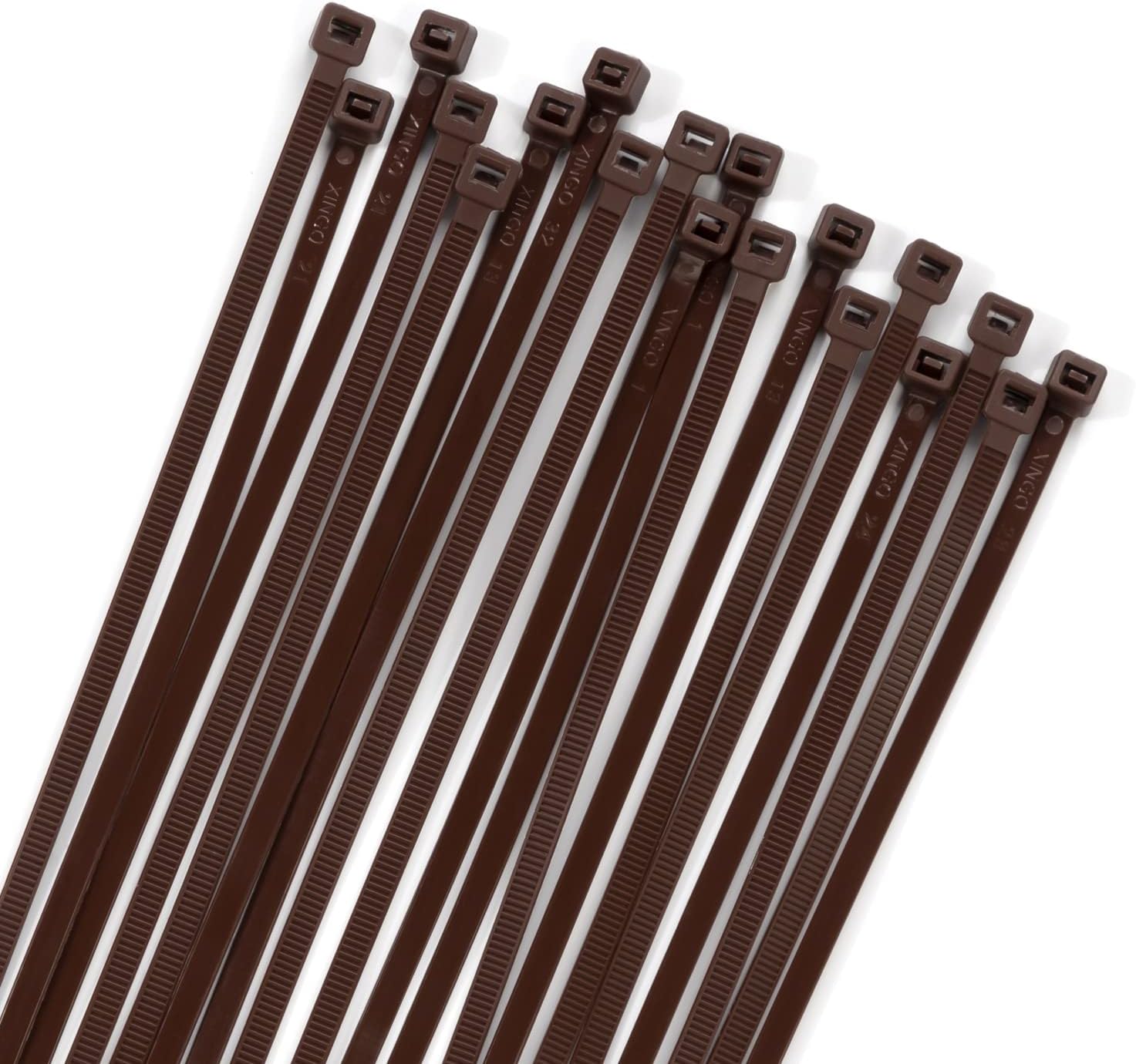 100PCS Cable Zip Ties Heavy Duty, Premium Nylon Plastic Wire Ties with 50 Pounds Tensile Strength, Self-Locking Black Nylon Zip Ties for Indoor and Outdoor (16 inch, Brown) - Image 1