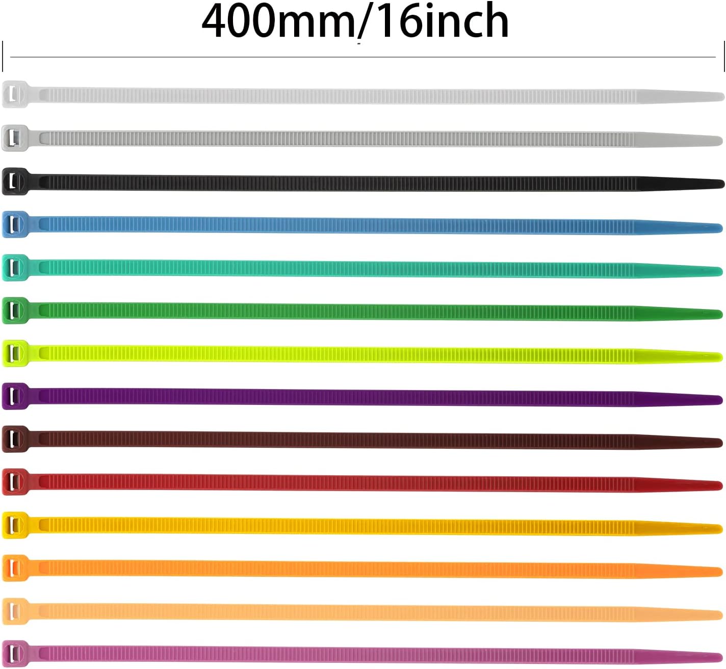 100PCS Cable Zip Ties Heavy Duty, Premium Nylon Plastic Wire Ties with 50 Pounds Tensile Strength, Self-Locking Black Nylon Zip Ties for Indoor and Outdoor (16 inch, Brown) - Image 4
