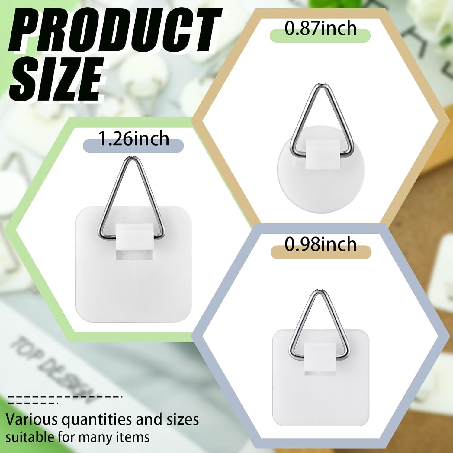 45 Pcs Adhesive Picture Hanger Foamboard Picture Hanging Hooks Without Nails Plastic Sticky Photo Hooks for Home Wall Art Photo Frame Bathroom Closet (Round,Square) - Image 2