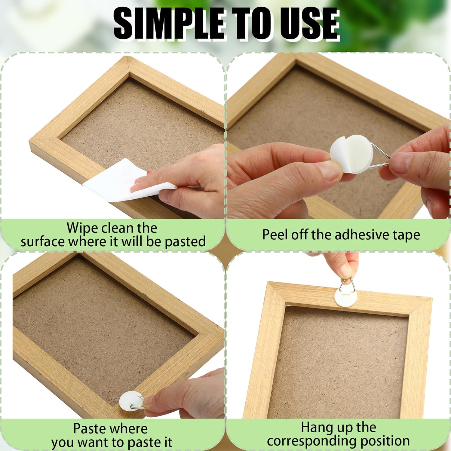 45 Pcs Adhesive Picture Hanger Foamboard Picture Hanging Hooks Without Nails Plastic Sticky Photo Hooks for Home Wall Art Photo Frame Bathroom Closet (Round,Square) - Image 4