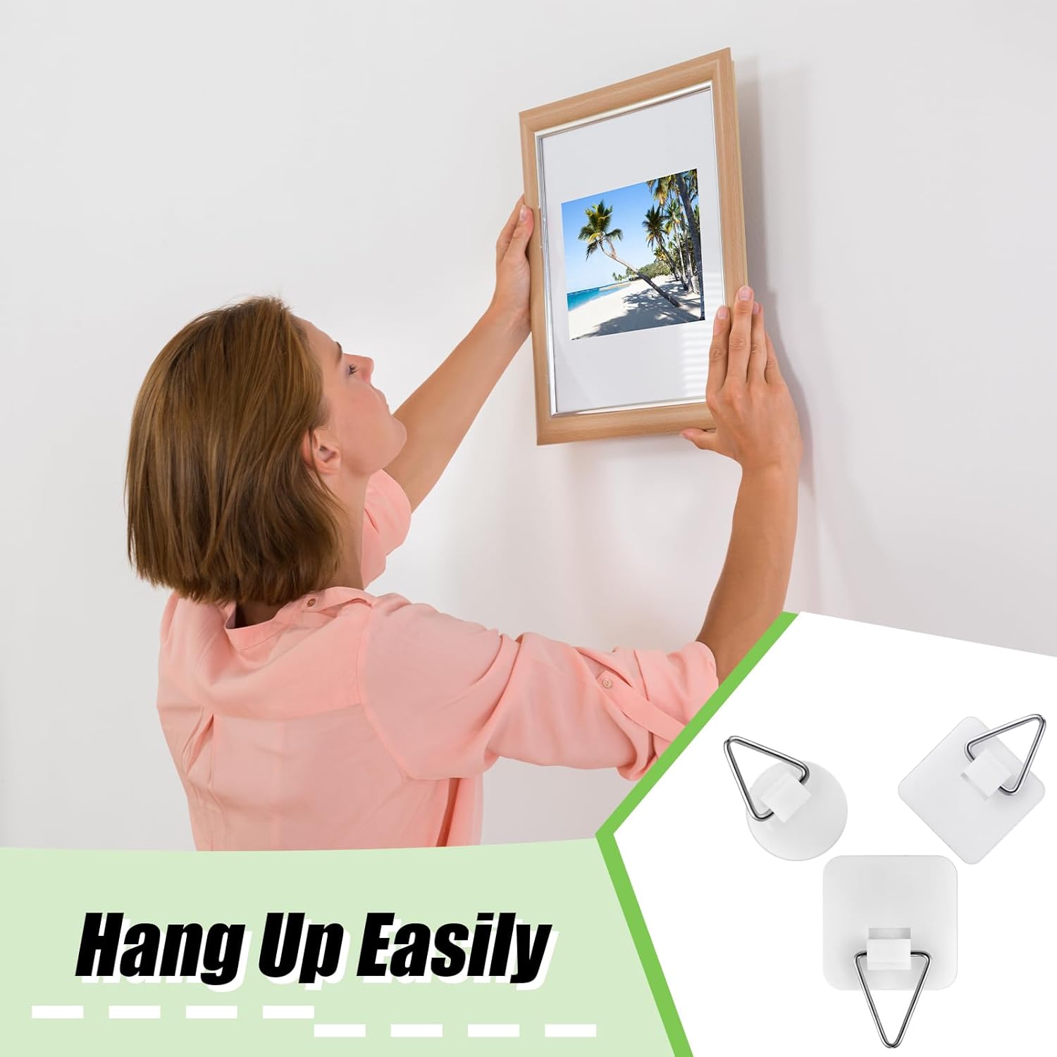 45 Pcs Adhesive Picture Hanger Foamboard Picture Hanging Hooks Without Nails Plastic Sticky Photo Hooks for Home Wall Art Photo Frame Bathroom Closet (Round,Square) - Image 5
