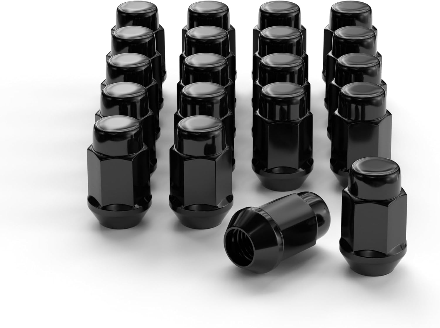 12x1.5 Wheel Lug Nuts, 20PCS Black 12mmx1.5 Closed End Bulge Acorn Lug Nut, Cone Seat, 19mm Hex Aftermarket Wheels - Image 1