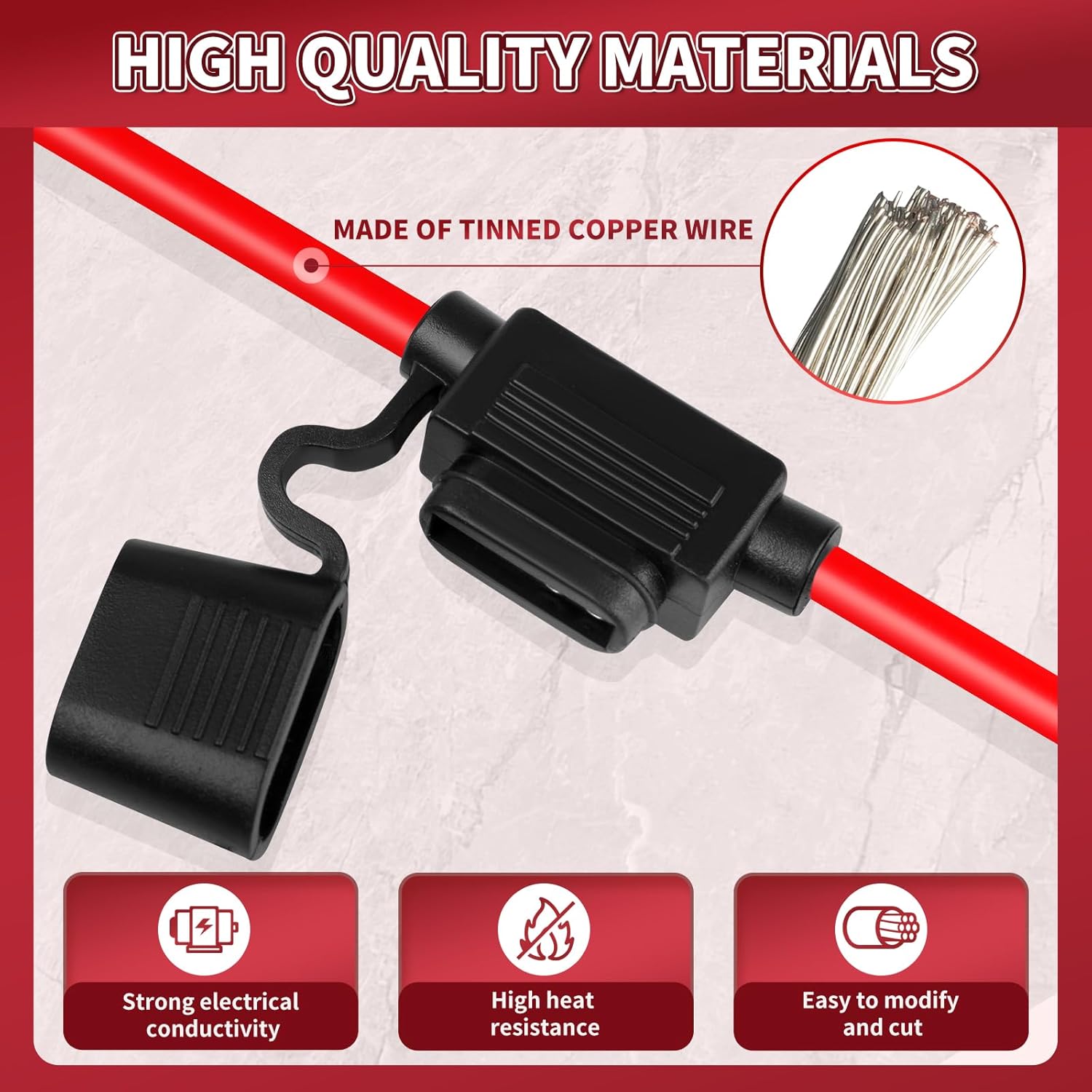 Inline Fuse Holder 12V 2 Pack, Extended Version 12 AWG Waterproof Blade Fuse Holder 13.8 Inch, in Line Fuse Holders 12V with 2 Pcs Standard Car Fuses 30A for Automotive, Marine by - Image 4