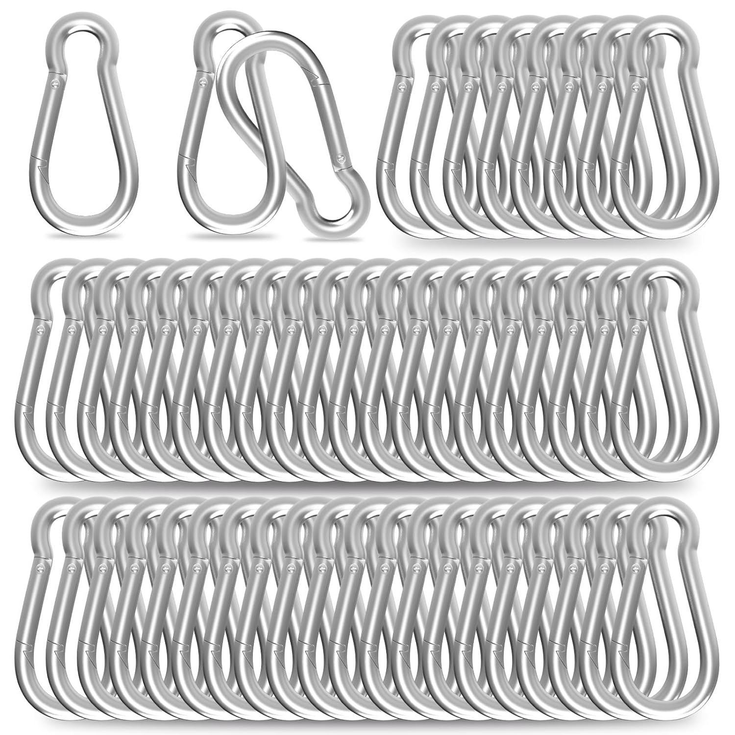 Carabiner, Heavy Duty Galvanized Steel Spring Snap Hook Carabiner Clips with 220LBS Holding Capacity, Ideal for Outdoor, Hammock, Swing and Travel (M5 2Inch, 50PCS) - Image 1