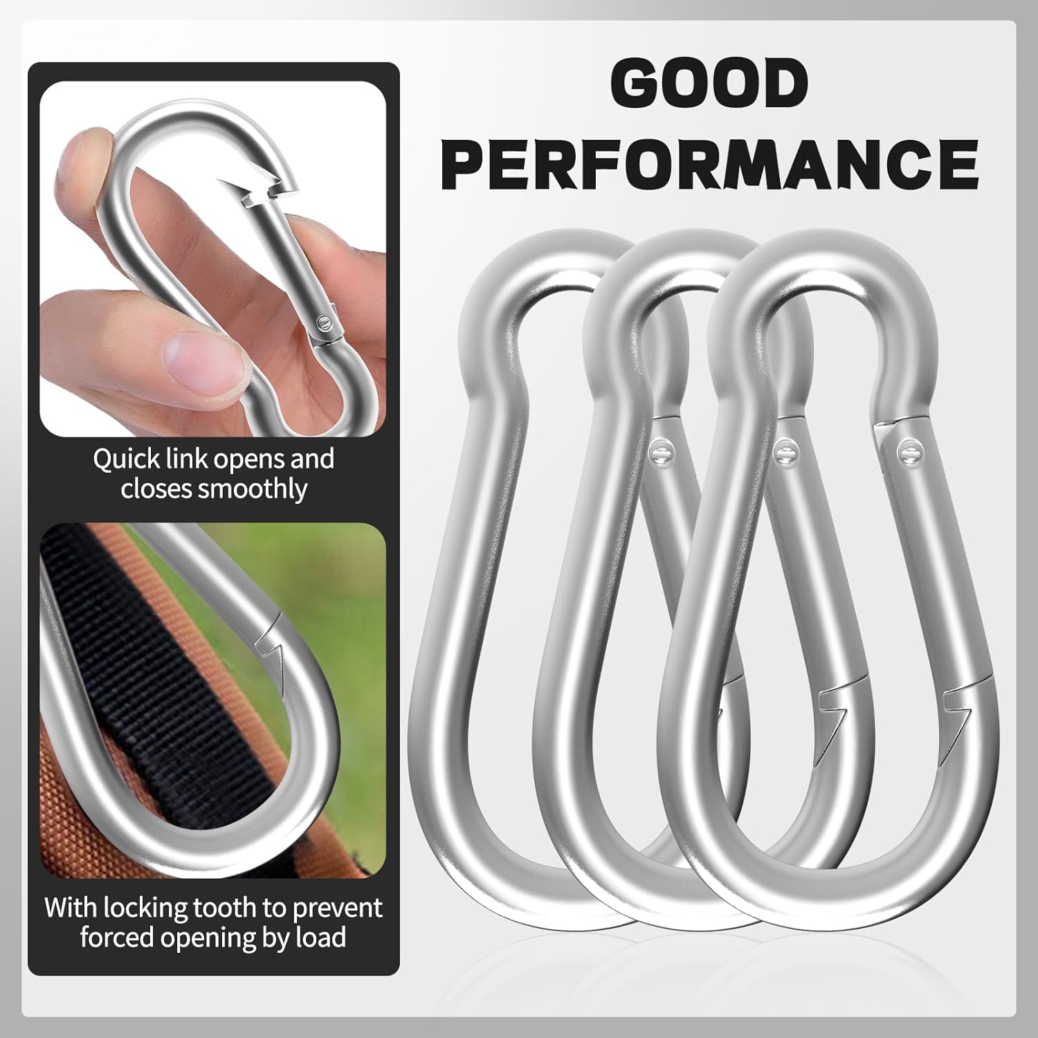 Carabiner, Heavy Duty Galvanized Steel Spring Snap Hook Carabiner Clips with 220LBS Holding Capacity, Ideal for Outdoor, Hammock, Swing and Travel (M5 2Inch, 50PCS) - Image 5