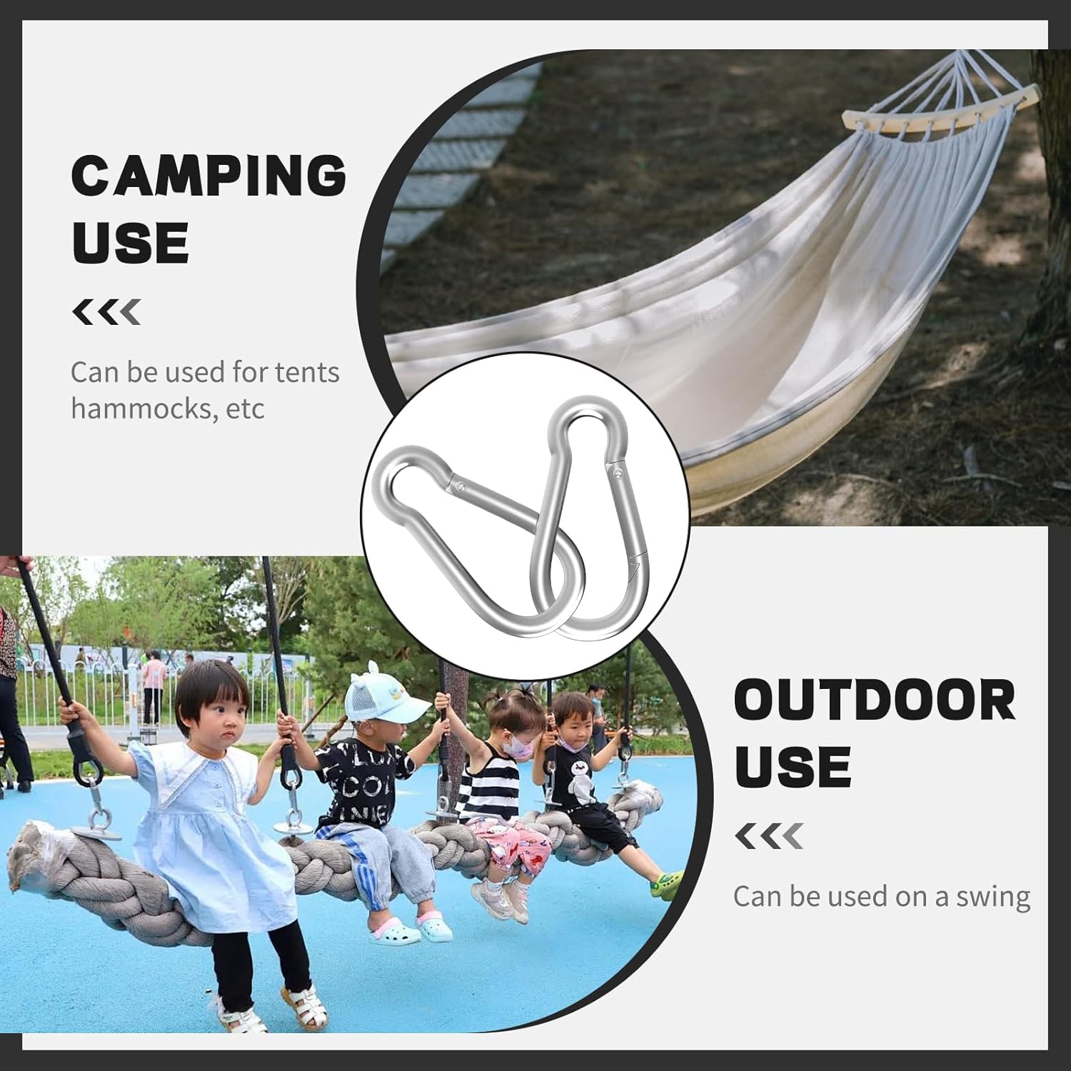 Carabiner, Heavy Duty Galvanized Steel Spring Snap Hook Carabiner Clips with 220LBS Holding Capacity, Ideal for Outdoor, Hammock, Swing and Travel (M5 2Inch, 50PCS) - Image 6