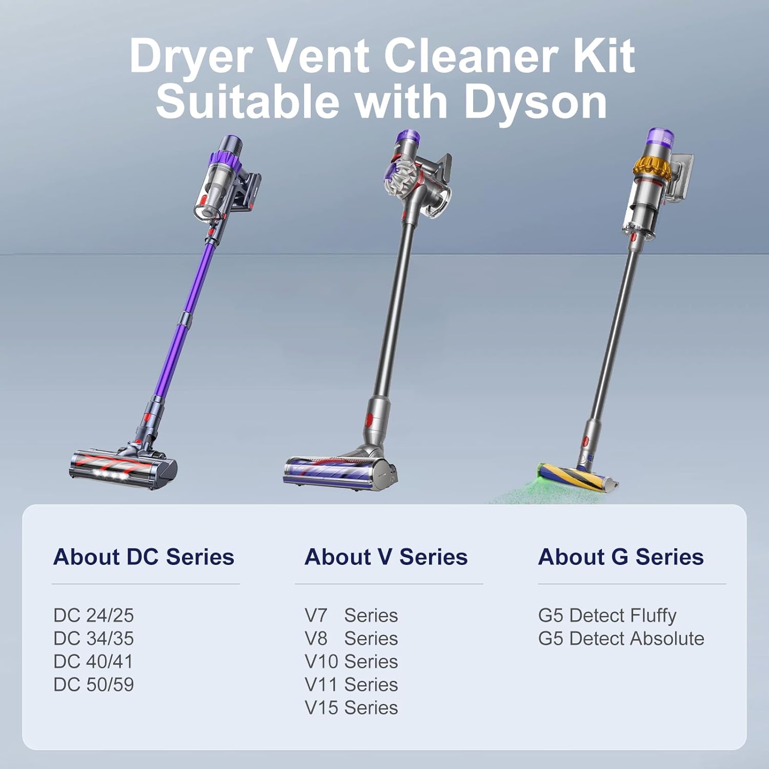 Dryer Lint Vacuum Attachment Compatible with Dyson V15 V12 V11 V10 V8 V7 Gen5 Cordless Vacuum Cleaner, Flexible Dryer Vent Cleaner Kit Lint Removal Tool Purple (【V7V8-V15】Dryer Lint Vacuum Attachment) - Image 2