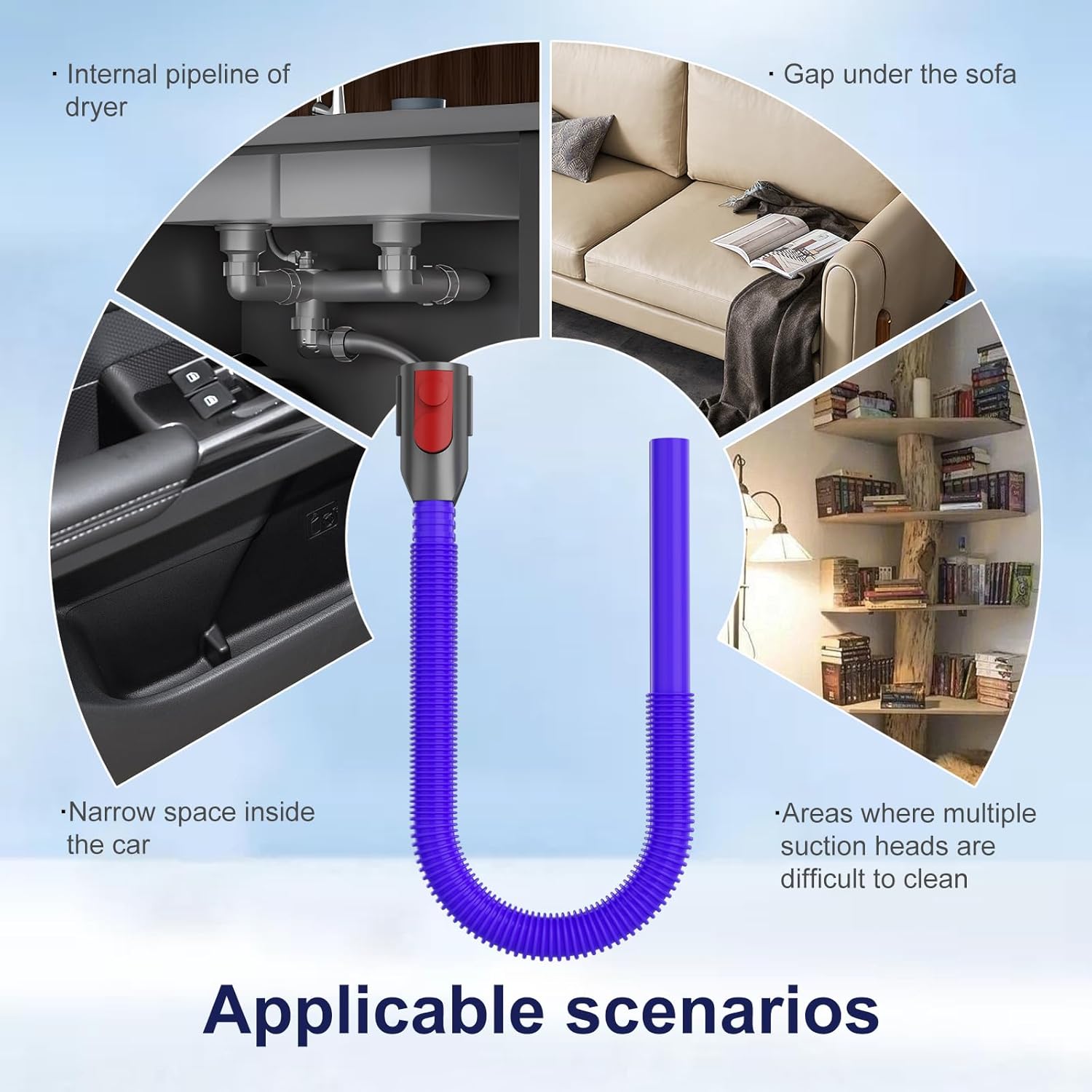 Dryer Lint Vacuum Attachment Compatible with Dyson V15 V12 V11 V10 V8 V7 Gen5 Cordless Vacuum Cleaner, Flexible Dryer Vent Cleaner Kit Lint Removal Tool Purple (【V7V8-V15】Dryer Lint Vacuum Attachment) - Image 3