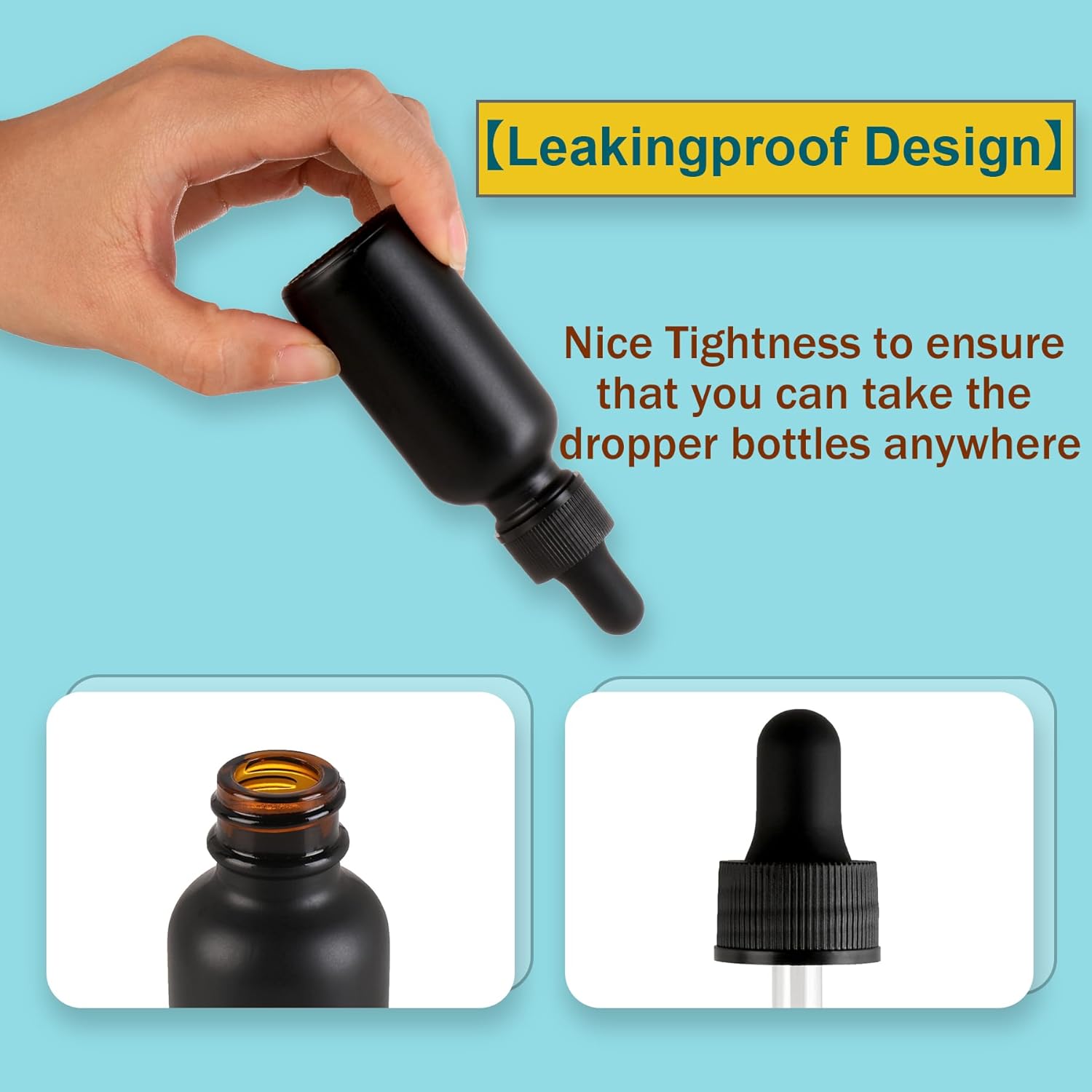 24 Pack,1oz Glass Dropper Bottle, Frosted Black Tincture Bottles with Dropper,Pretty Finish for All Kinds of Liquids,Oil Bottles for Hair- Stronger Suction ideal for Leakproof Travel - Image 3