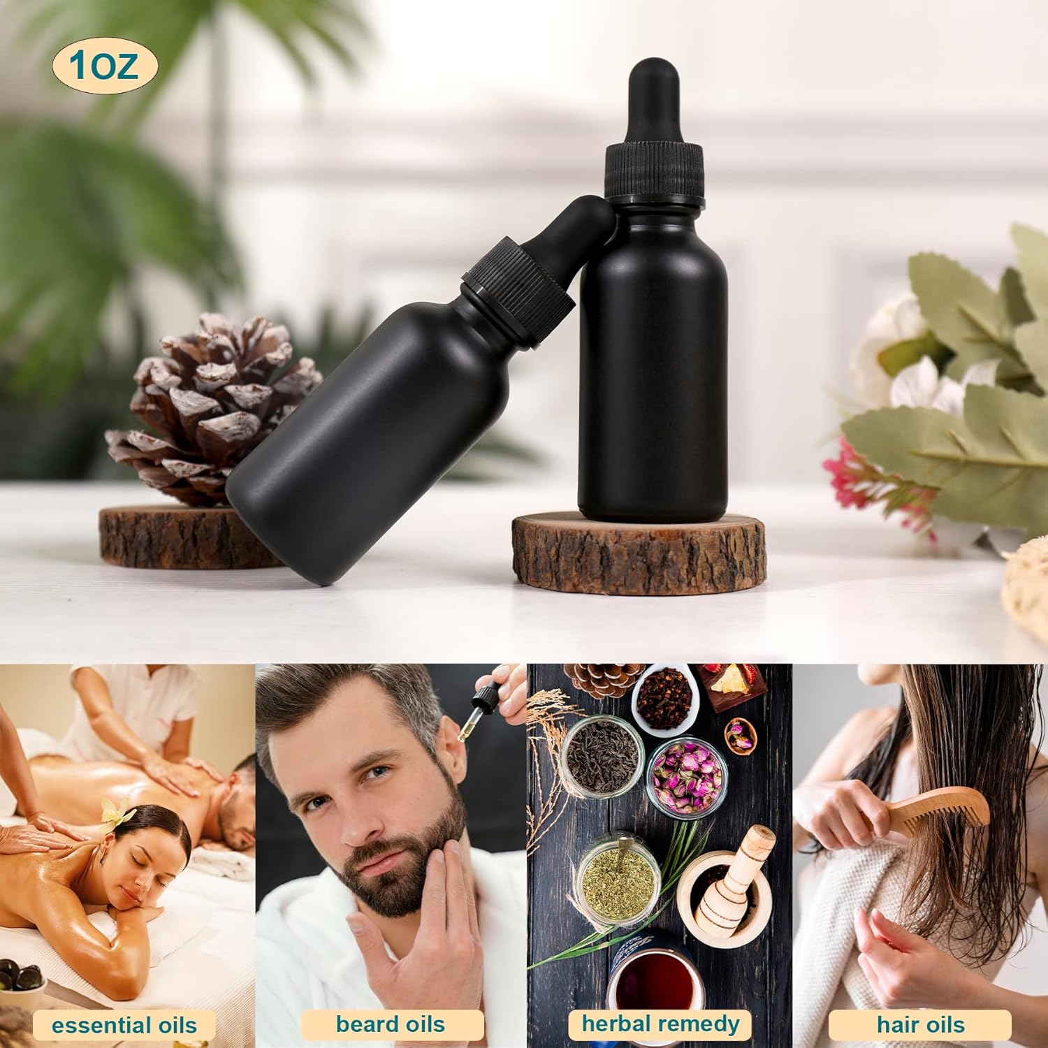 24 Pack,1oz Glass Dropper Bottle, Frosted Black Tincture Bottles with Dropper,Pretty Finish for All Kinds of Liquids,Oil Bottles for Hair- Stronger Suction ideal for Leakproof Travel - Image 5