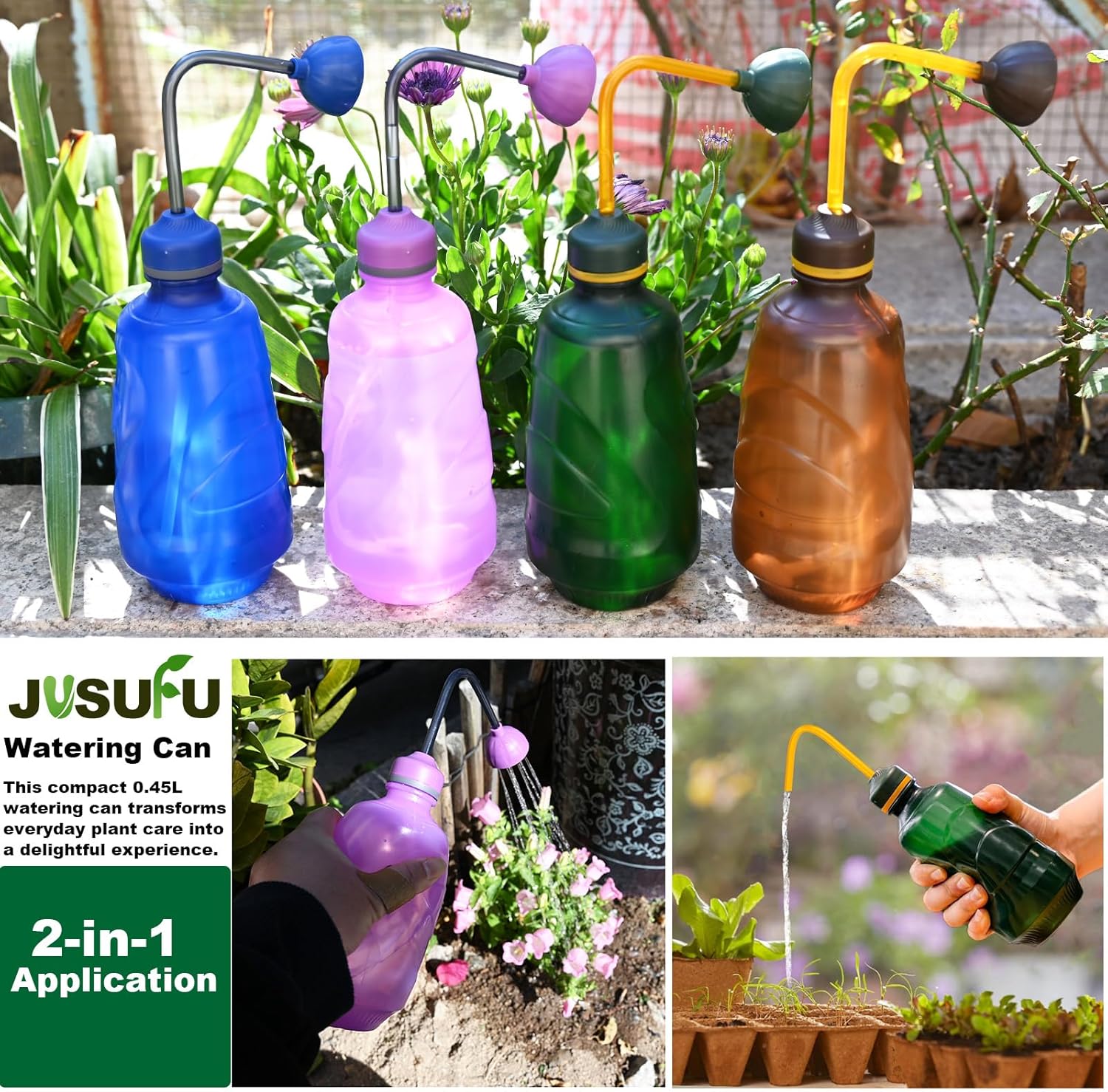 Watering Can for Seedlings, Small Watering Can for House Plant Garden Flower 15oz/0.45l (Blue) - Image 3