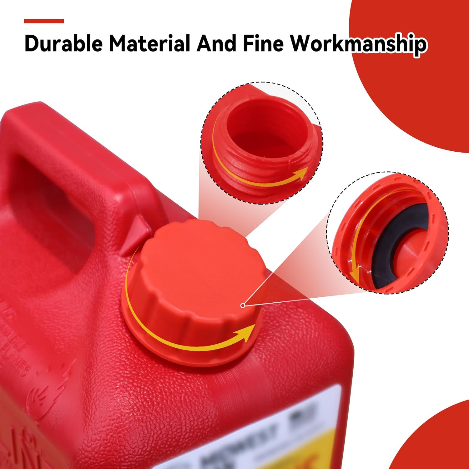 5 Gallon Gas Can Cap Replacement, Coarse Thread Gas Cap for Gasoline, Portable Gas Tank Lid for 5+ Gallon Plastic and Metal Gas Cans, Includes Spout Replacement Old Style(Pack of 4) - Image 2