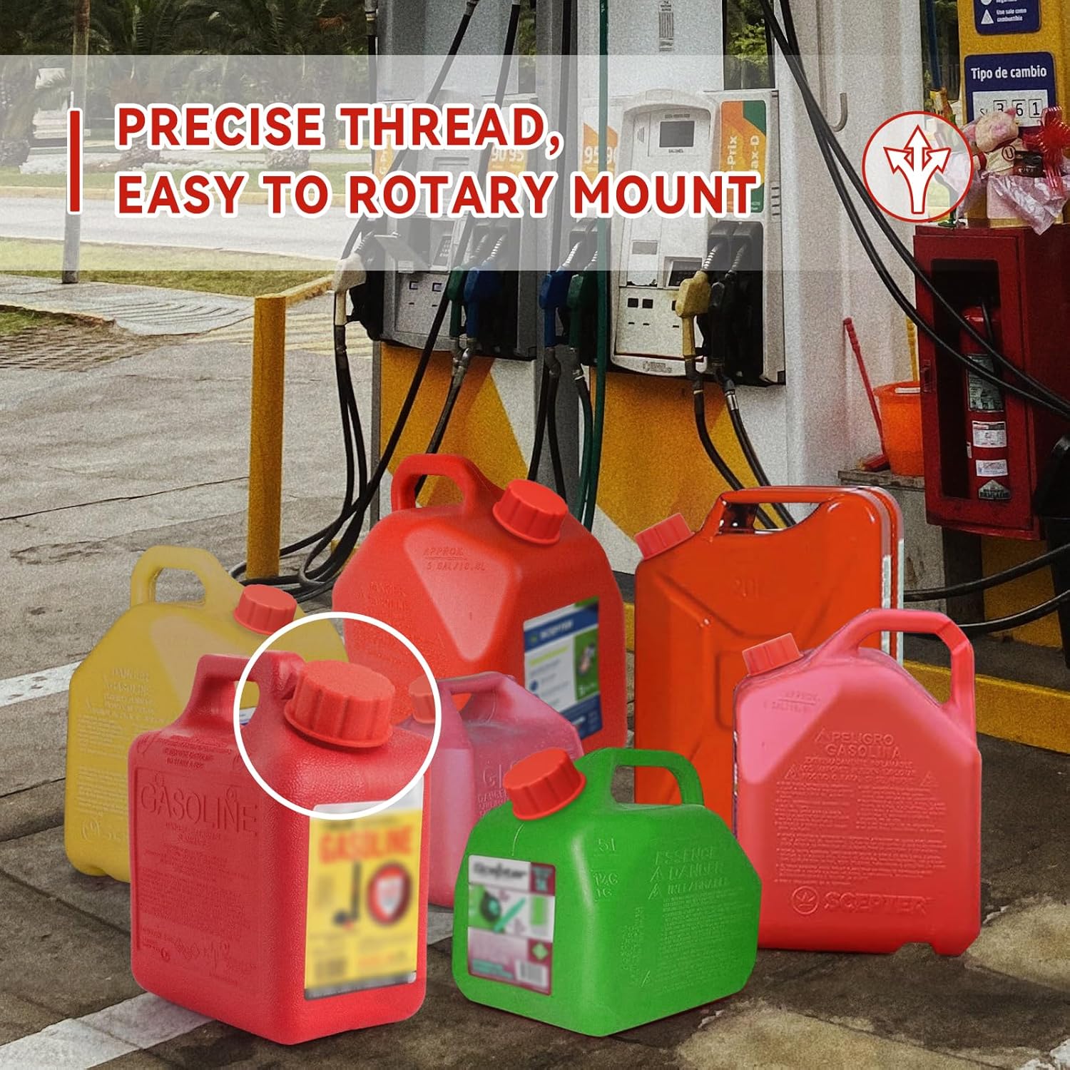 5 Gallon Gas Can Cap Replacement, Coarse Thread Gas Cap for Gasoline, Portable Gas Tank Lid for 5+ Gallon Plastic and Metal Gas Cans, Includes Spout Replacement Old Style(Pack of 4) - Image 5