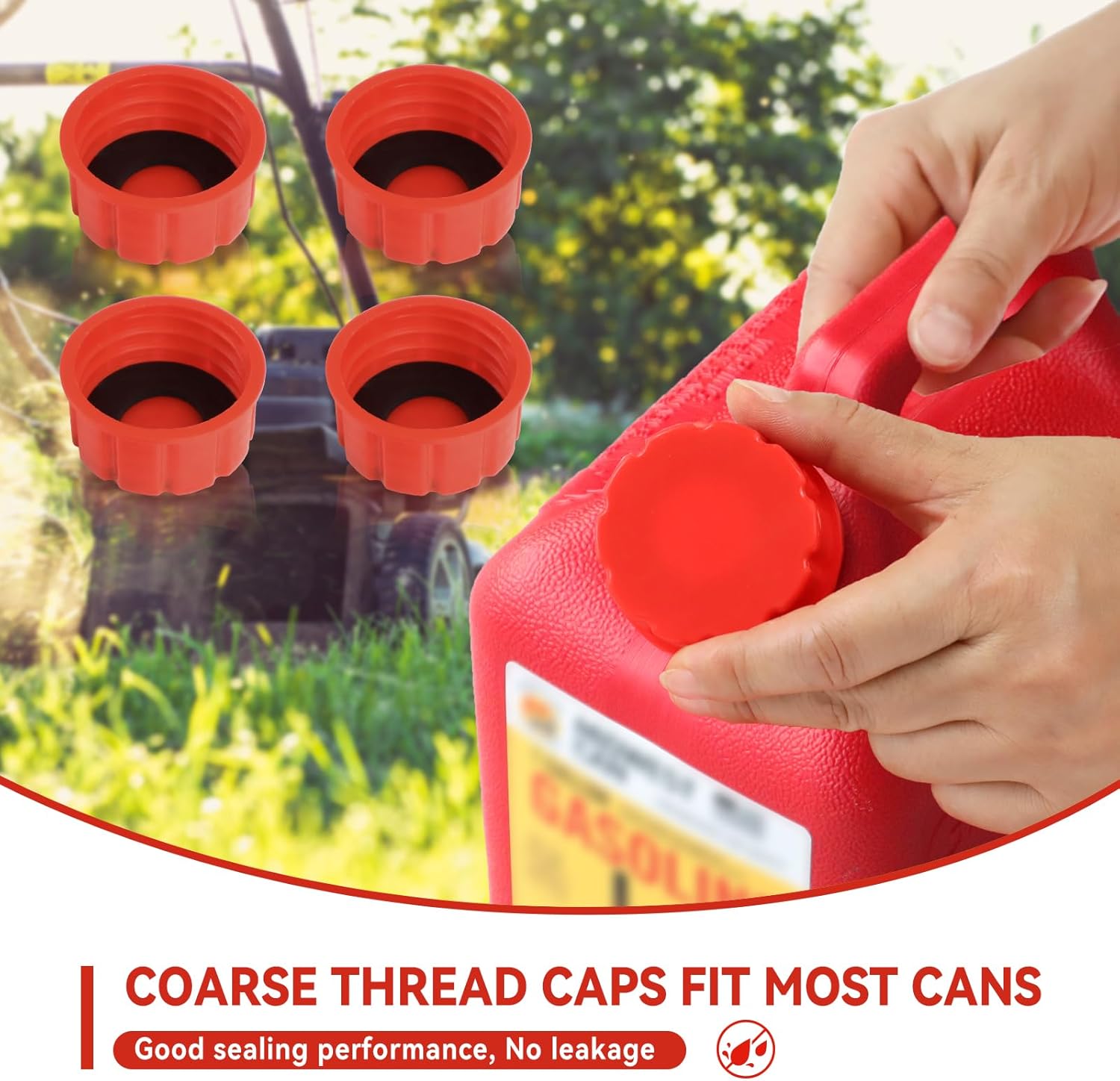5 Gallon Gas Can Cap Replacement, Coarse Thread Gas Cap for Gasoline, Portable Gas Tank Lid for 5+ Gallon Plastic and Metal Gas Cans, Includes Spout Replacement Old Style(Pack of 4) - Image 7