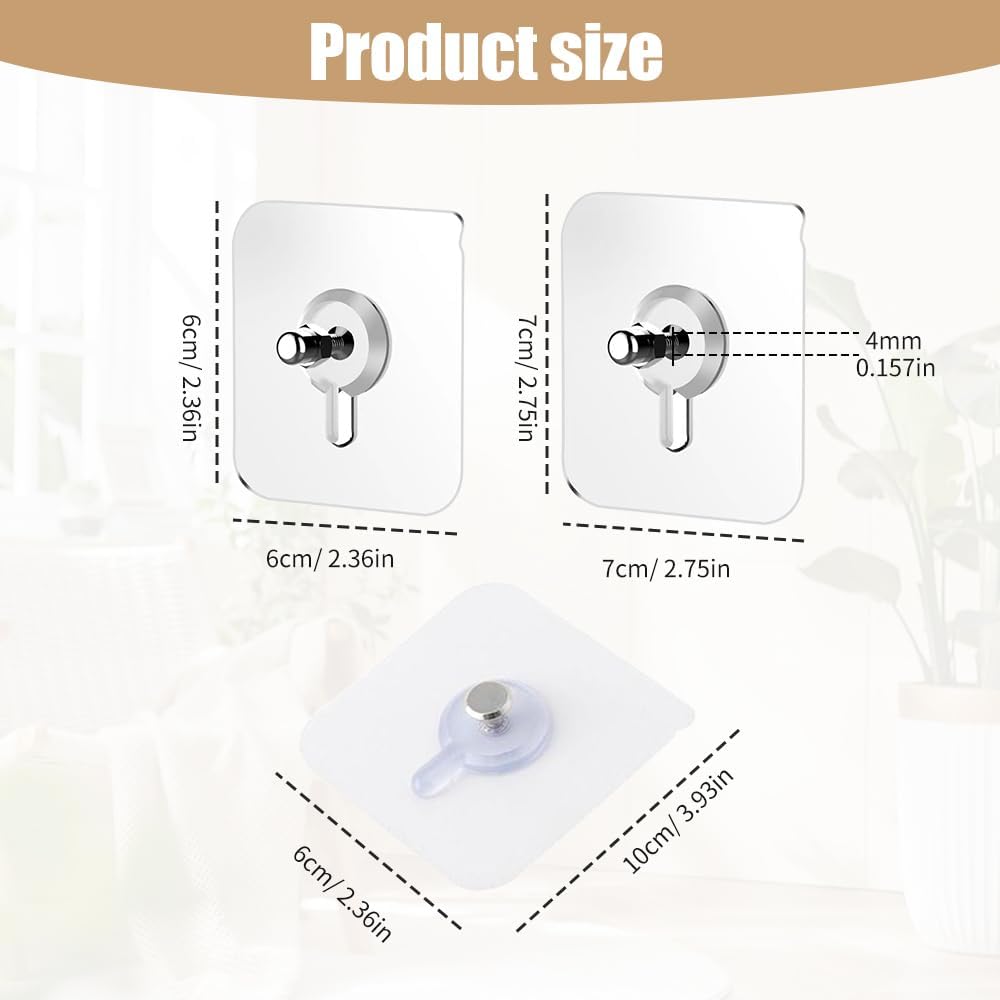 Drill Free Adhesive Hooks,Upgraded Picture Hangers Without Nails,Adhesive Wall Mount Screw Hooks for Hanging,Nail Free Wall Hangers for Kitchen, Bathroom (12 PCS, 2.36 * 2.36 inch) - Image 6