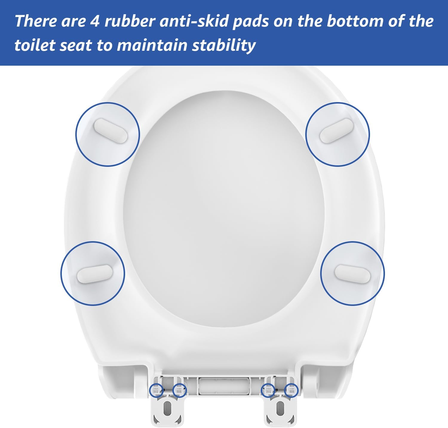 Round Toilet Seat, Standard 16.5” Slow/Soft Close Round Toilet Seat for Round Toilets, No-Slam Quiet-Close Lid, Easy-to-Install, White, Durable Never-Loosen Design - Image 3
