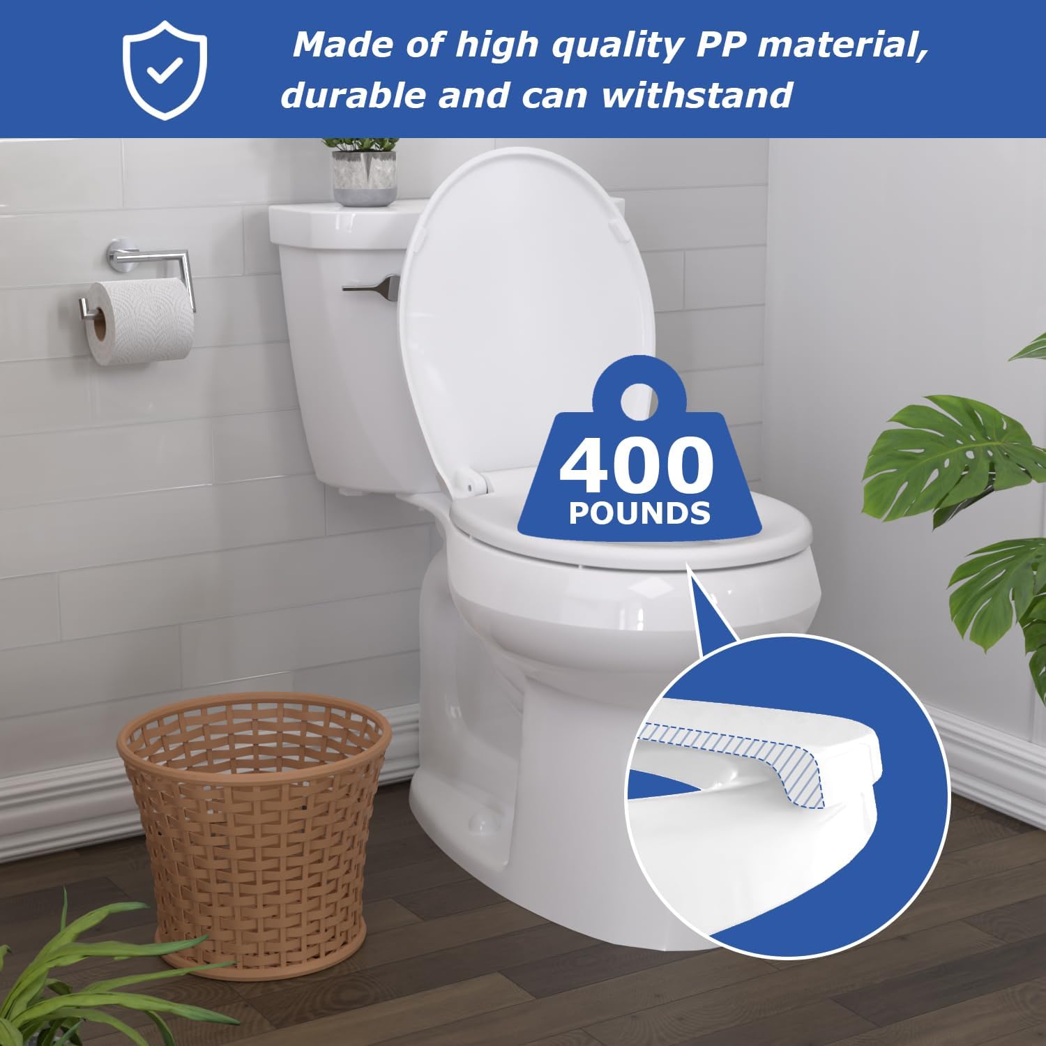 Round Toilet Seat, Standard 16.5” Slow/Soft Close Round Toilet Seat for Round Toilets, No-Slam Quiet-Close Lid, Easy-to-Install, White, Durable Never-Loosen Design - Image 5