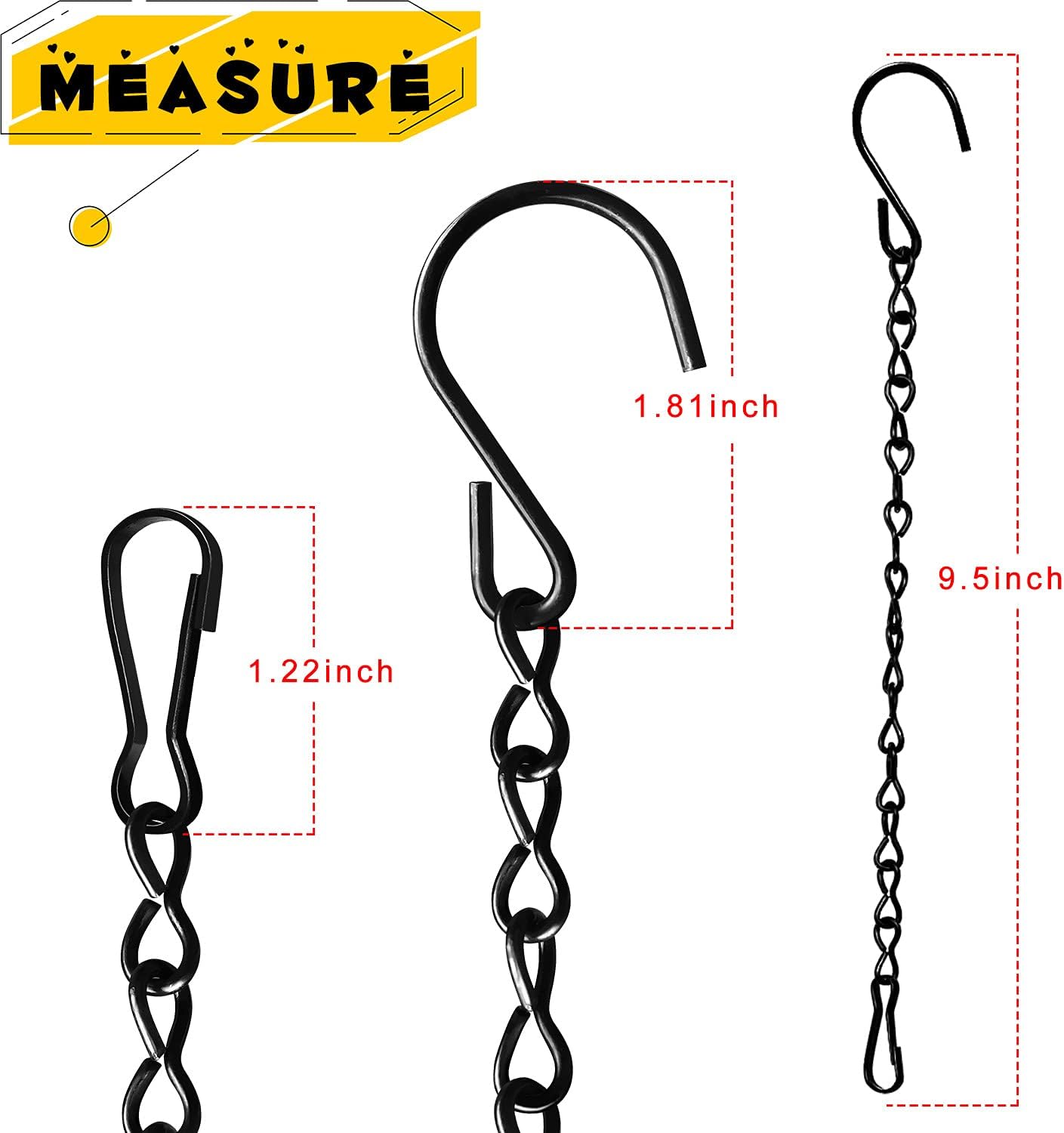 12 Pack 9.5 Inch Hanging Chain for Bird Feeders, Planters, Lanterns, Wind Chimes, Billboards, Chalkboards and Ornaments (Black) - Image 2