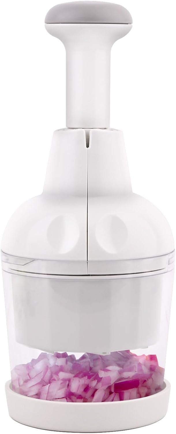 Vegetable Chopper, Food Chopper Manual Hand, Onion, Salad, Garlic, Nut & Veggie Cutter, Dishwasher Safe, White - Image 1