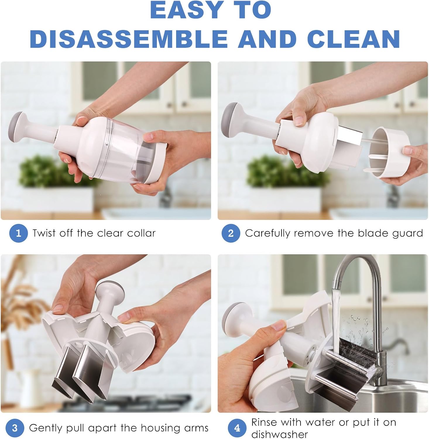 Vegetable Chopper, Food Chopper Manual Hand, Onion, Salad, Garlic, Nut & Veggie Cutter, Dishwasher Safe, White - Image 7
