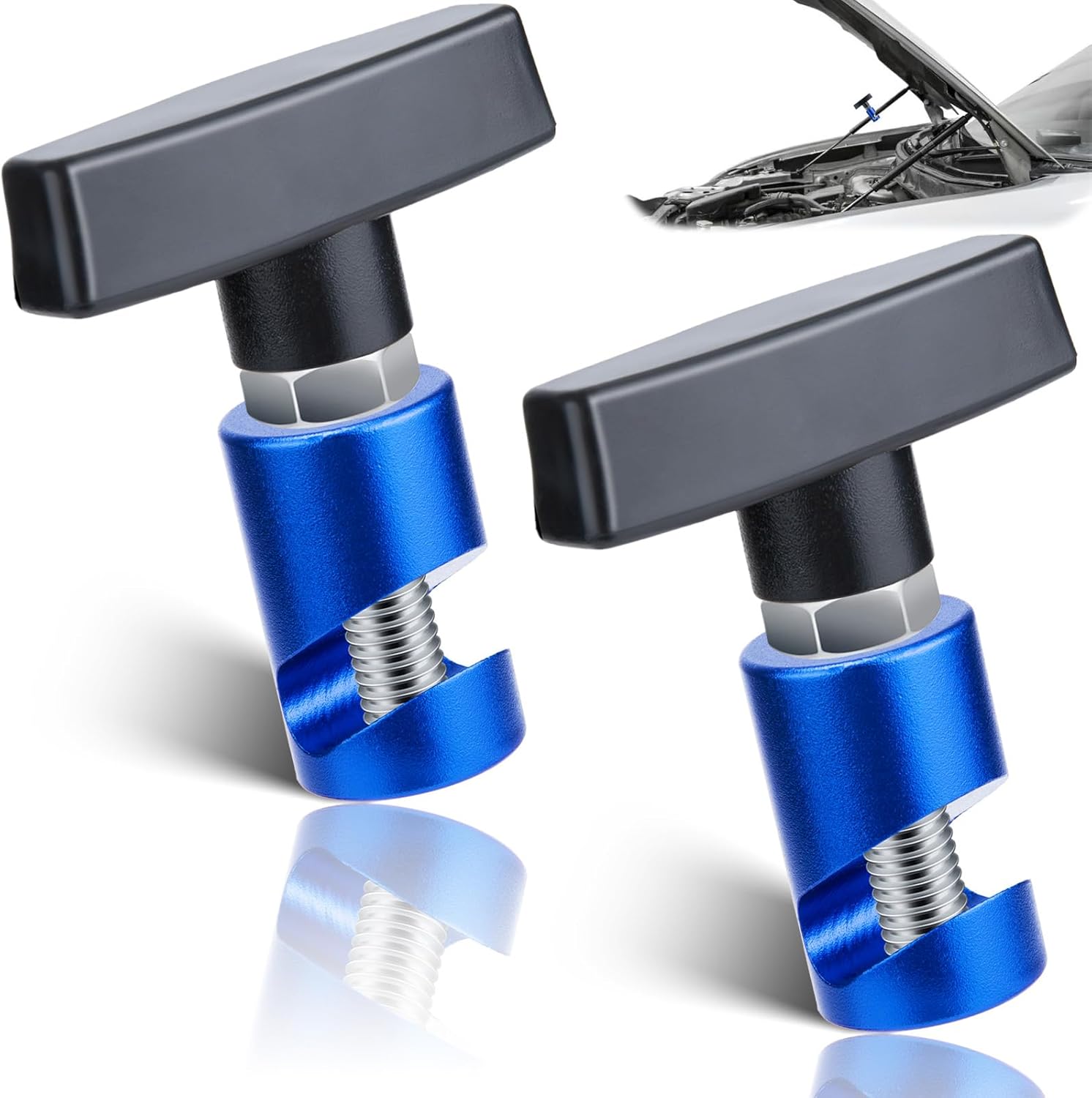 2 PCS Car Hood Prop Struts Clamp, Hood Strut Clamp, Car Lift Support Retaining Clip, 0.43 Inch Hood Lift Support Clip for Car, Automotive Tools for Tailgate Hatch Car Trunk (Blue) - Image 1