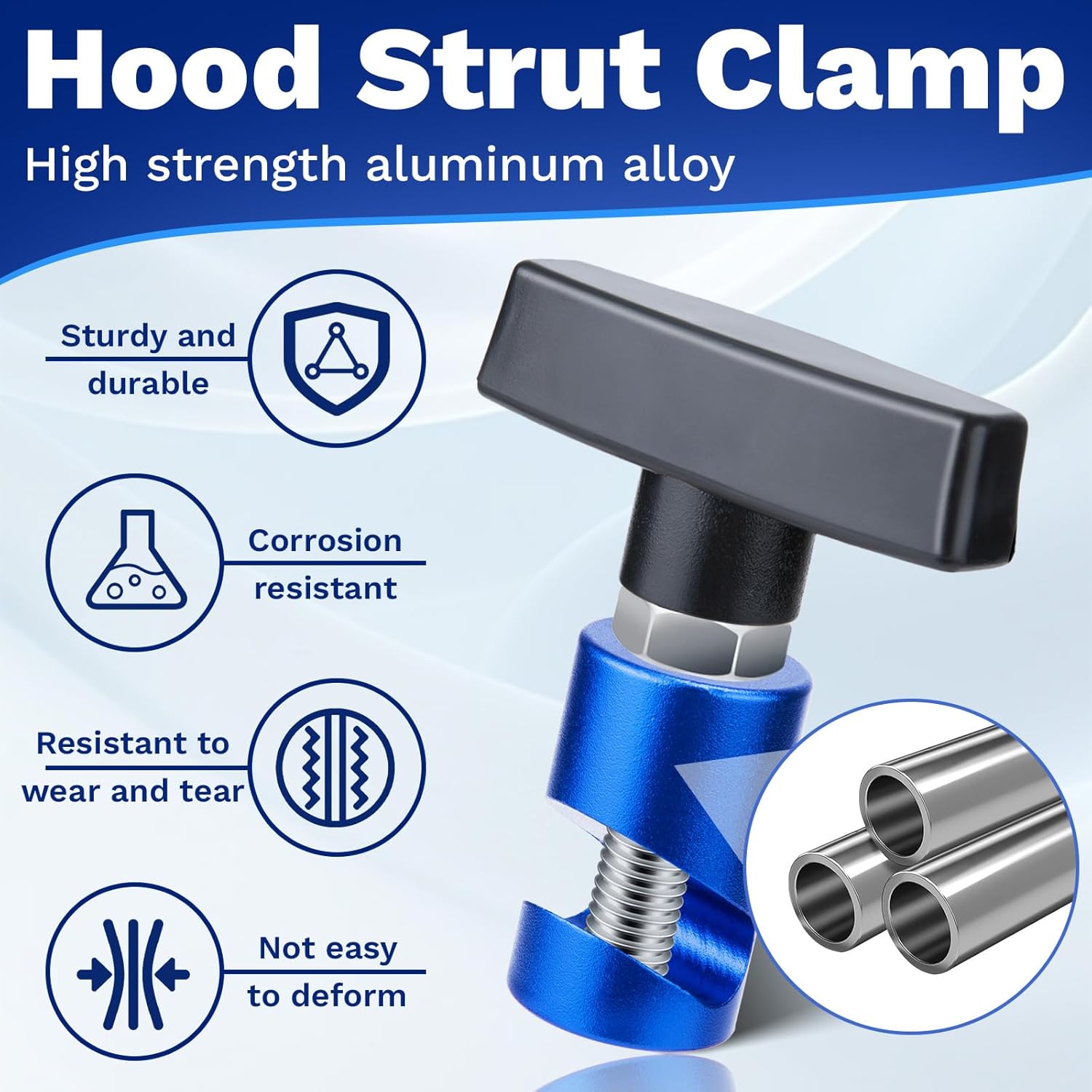 2 PCS Car Hood Prop Struts Clamp, Hood Strut Clamp, Car Lift Support Retaining Clip, 0.43 Inch Hood Lift Support Clip for Car, Automotive Tools for Tailgate Hatch Car Trunk (Blue) - Image 4