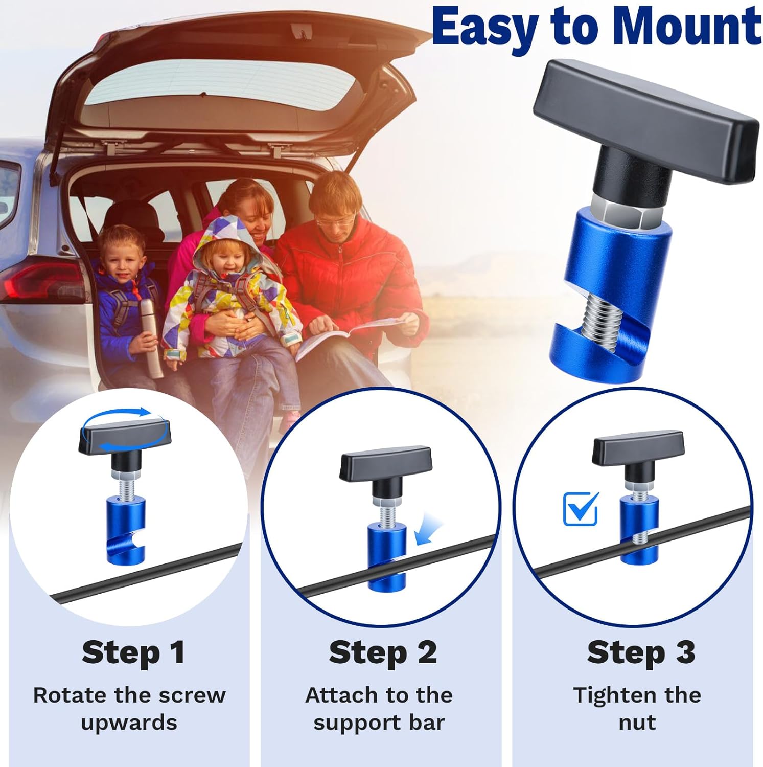 2 PCS Car Hood Prop Struts Clamp, Hood Strut Clamp, Car Lift Support Retaining Clip, 0.43 Inch Hood Lift Support Clip for Car, Automotive Tools for Tailgate Hatch Car Trunk (Blue) - Image 5