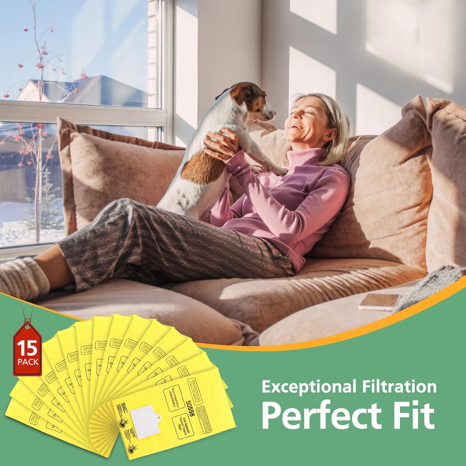 15 Pack Canister Vacuum Cleaner Bags Compatible with Kenmore Canister Type C/Q 5055, 50555, 50557, 50558 and Type C-5, C-18, 53292, 200 Series, 400 Series, 600 Series, 700 Series, 800 Series Vacuum - Image 7
