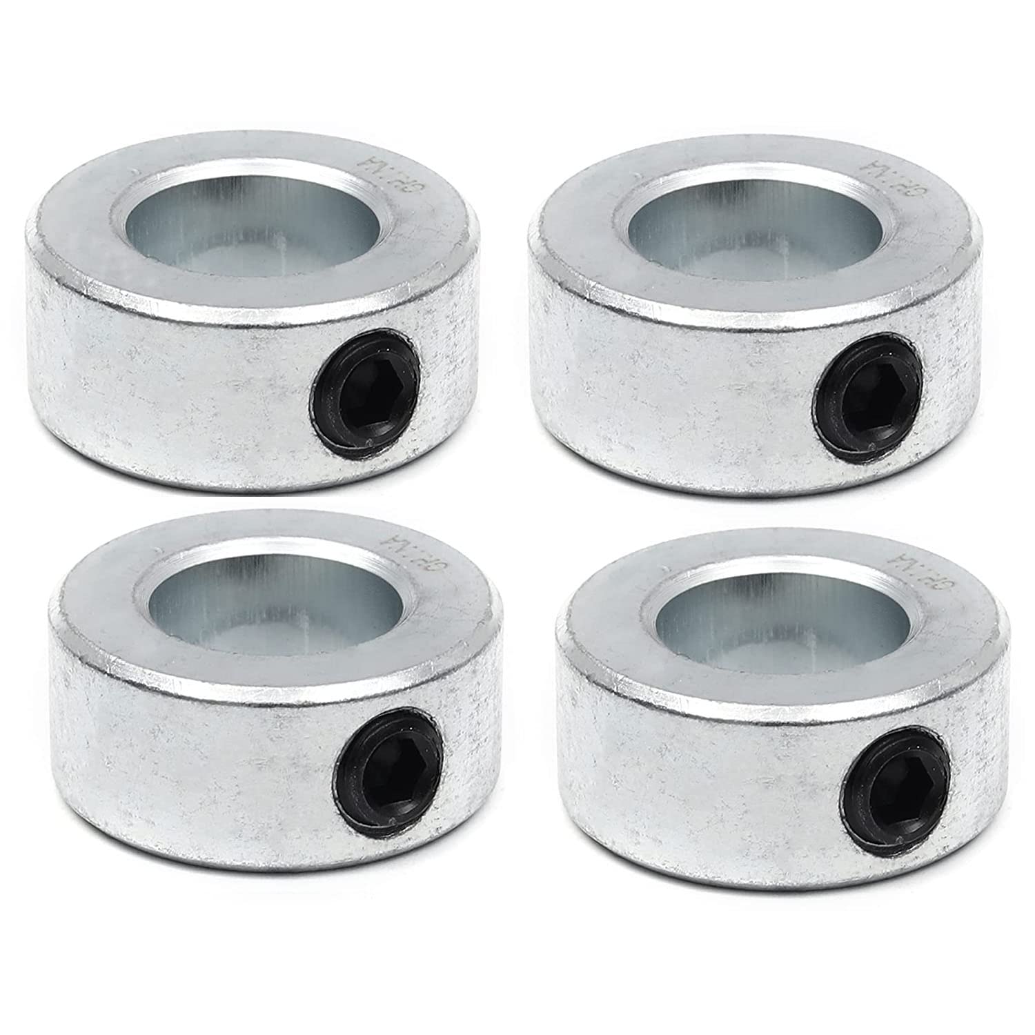 (4-Pack) 5/8” Bore Solid Steel Shaft Collars with Zinc Plated Coating - Durable Shaft Collars Suitable for Machinery and Industrial Use - Image 1