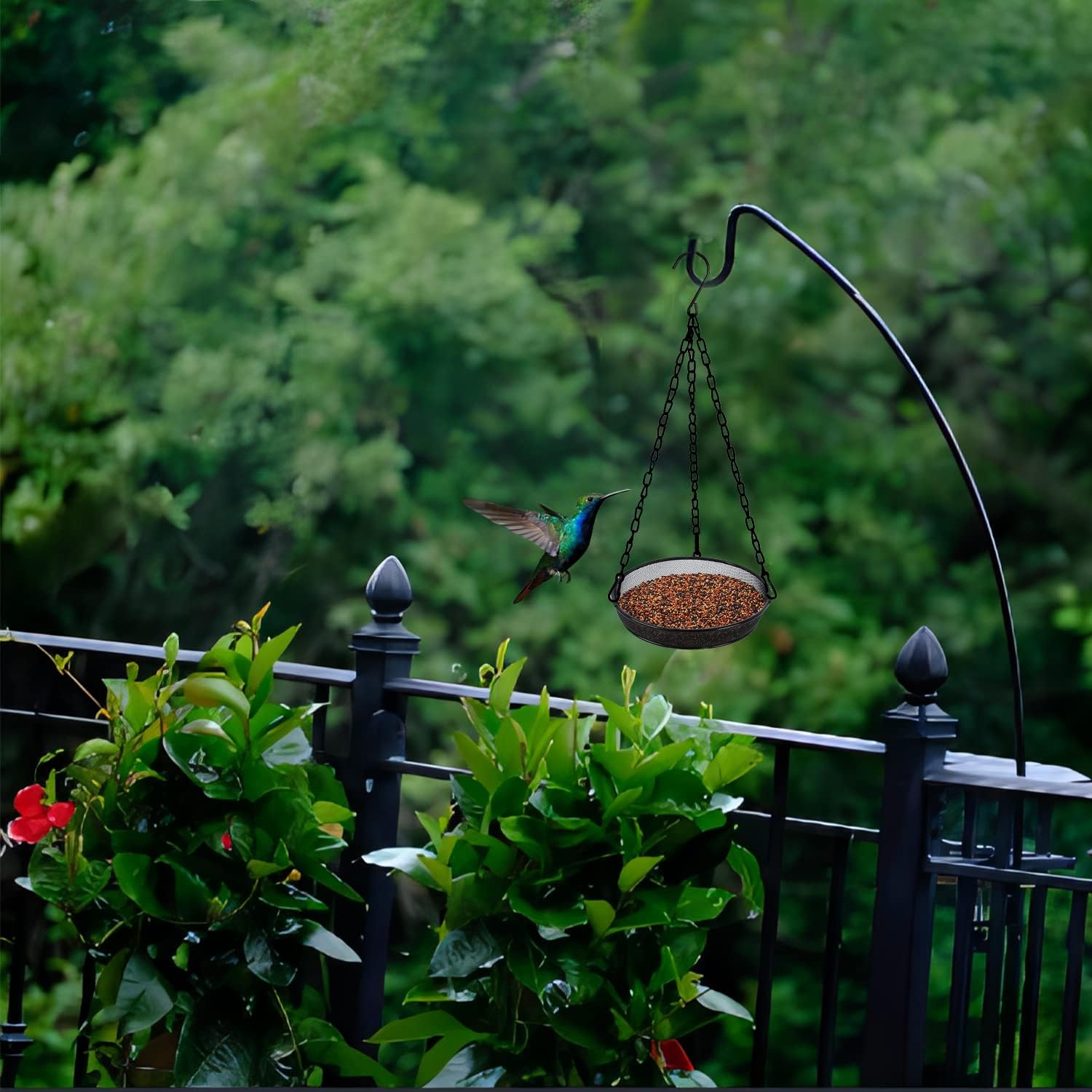 Hanging Bird Feeder, Birdfeeder Hanging for Garden Yard Outside Hanging Bird Feeder Tray - Metal Mesh Platform Feeders for Birds Outside Outdoors Hanging for Attracting Birds - Original - Image 5