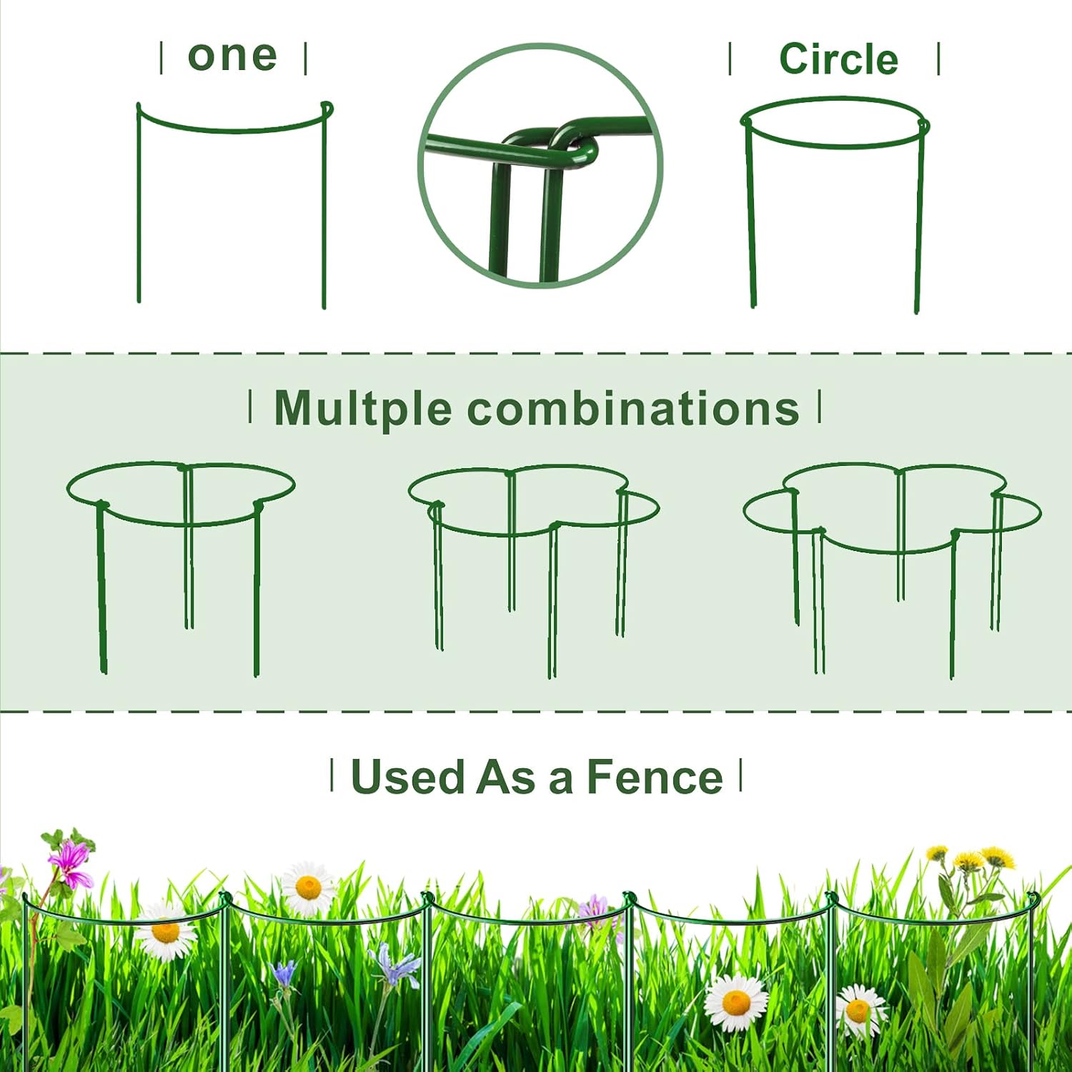 6 Pack Plant Support Plant Stakes, Metal Peony Support, Garden Plant Supports, Plant Cage, Plant Support Ring, Plant Support Stakes for Peony, Tomato, Hydrangea, Indoor Plants, 9.8 W x 15.7 H - Image 7