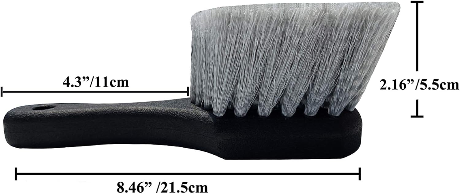 Wheel & Tire Brush for Car Rim, Soft Bristle Car Wash Brush, Cleans Tires & Releases Dirt and Road Grime, Short Handle for Easy Scrubbing Black - Image 2