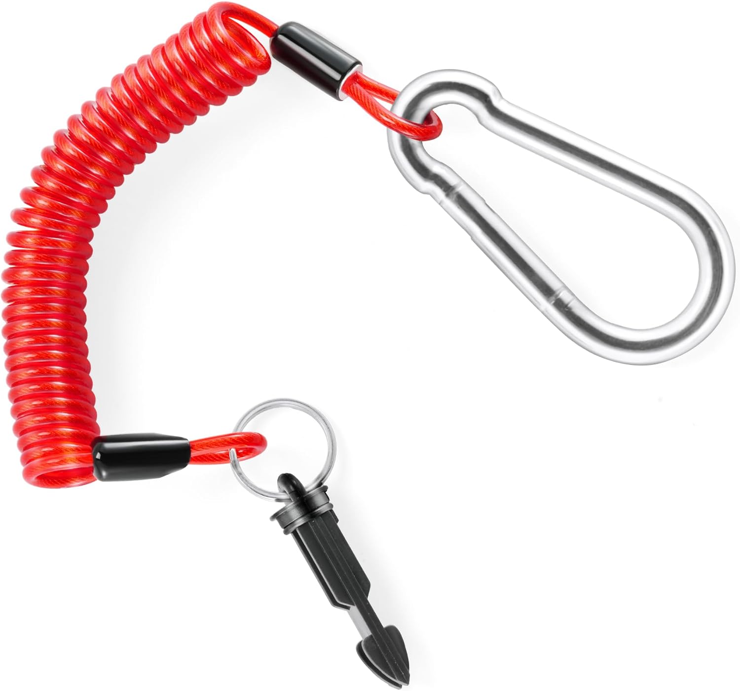 6FT Breakaway Trailer Cable,Heavy Duty Stainless Steel Spring Towing Coiled Wire,Emergency Brake Wire Camper Safety Breakaway Cable with Pin,RV Trailer Accessories - Image 1