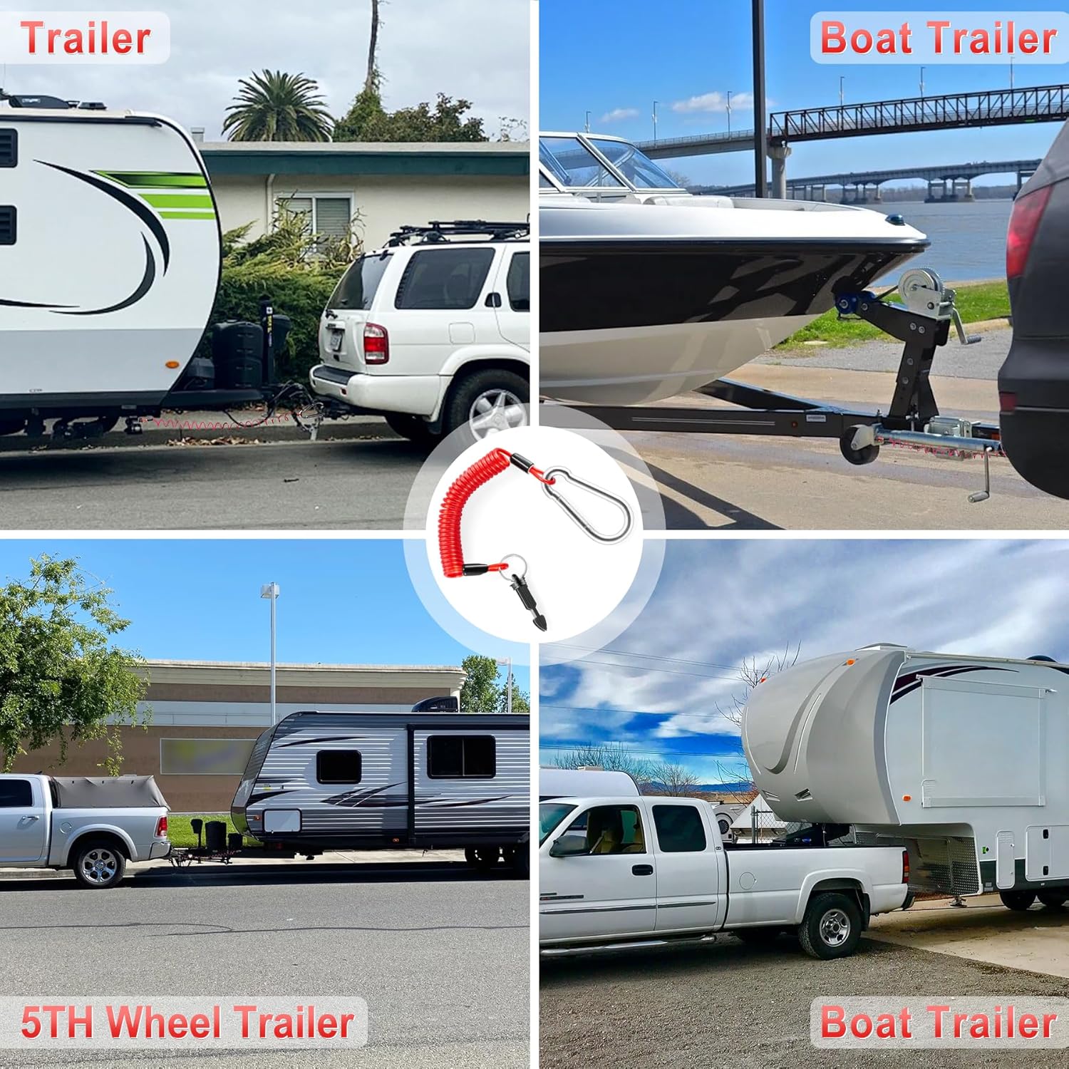 6FT Breakaway Trailer Cable,Heavy Duty Stainless Steel Spring Towing Coiled Wire,Emergency Brake Wire Camper Safety Breakaway Cable with Pin,RV Trailer Accessories - Image 4
