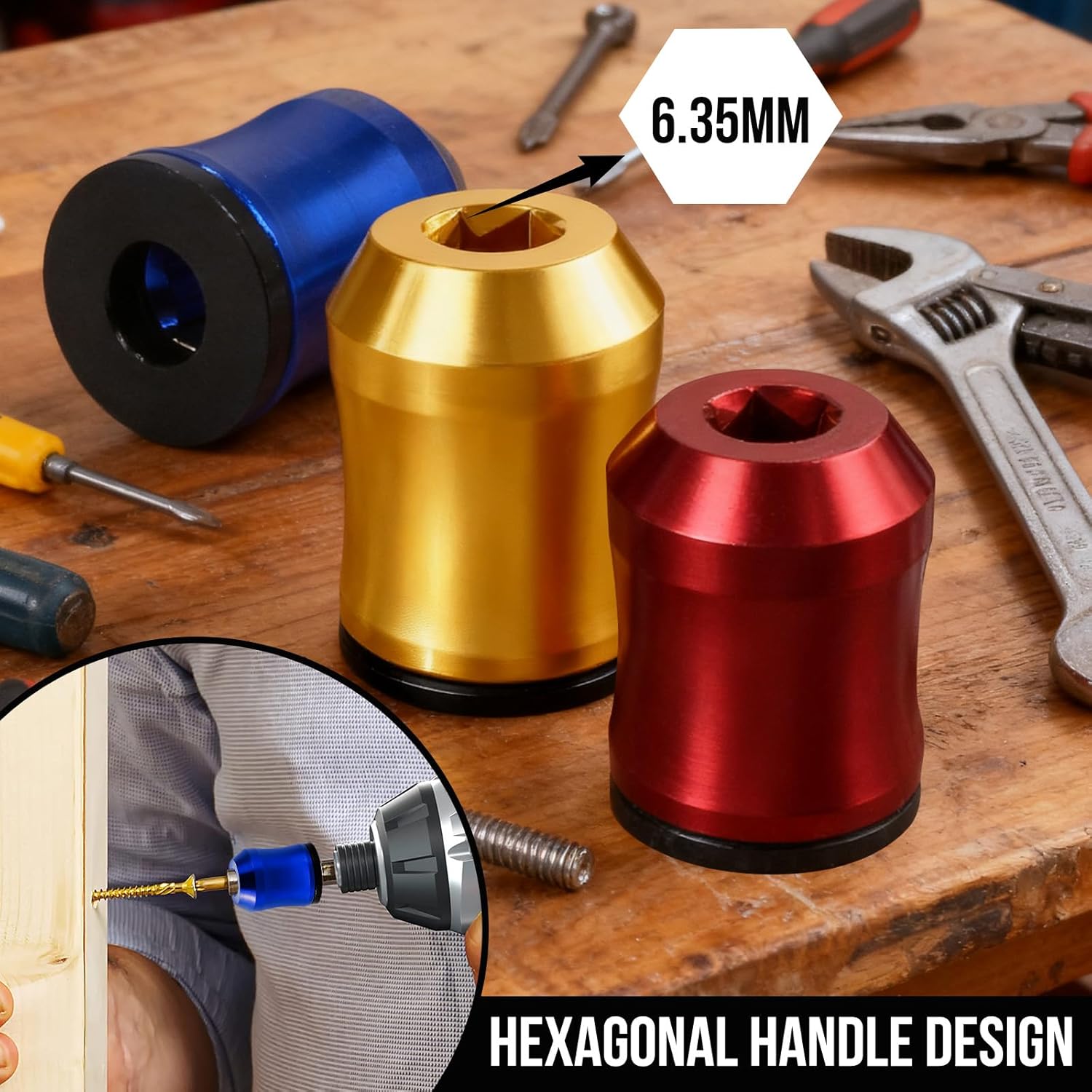 3Pcs Screwdriver Head Magnetic Ring, Screw Ring Set Removable Household Tool for Drills| Universal Bit Holder for Hex Screwdrivers & Power Bits | Alloy Screw Holder for DIY Repair - Image 4
