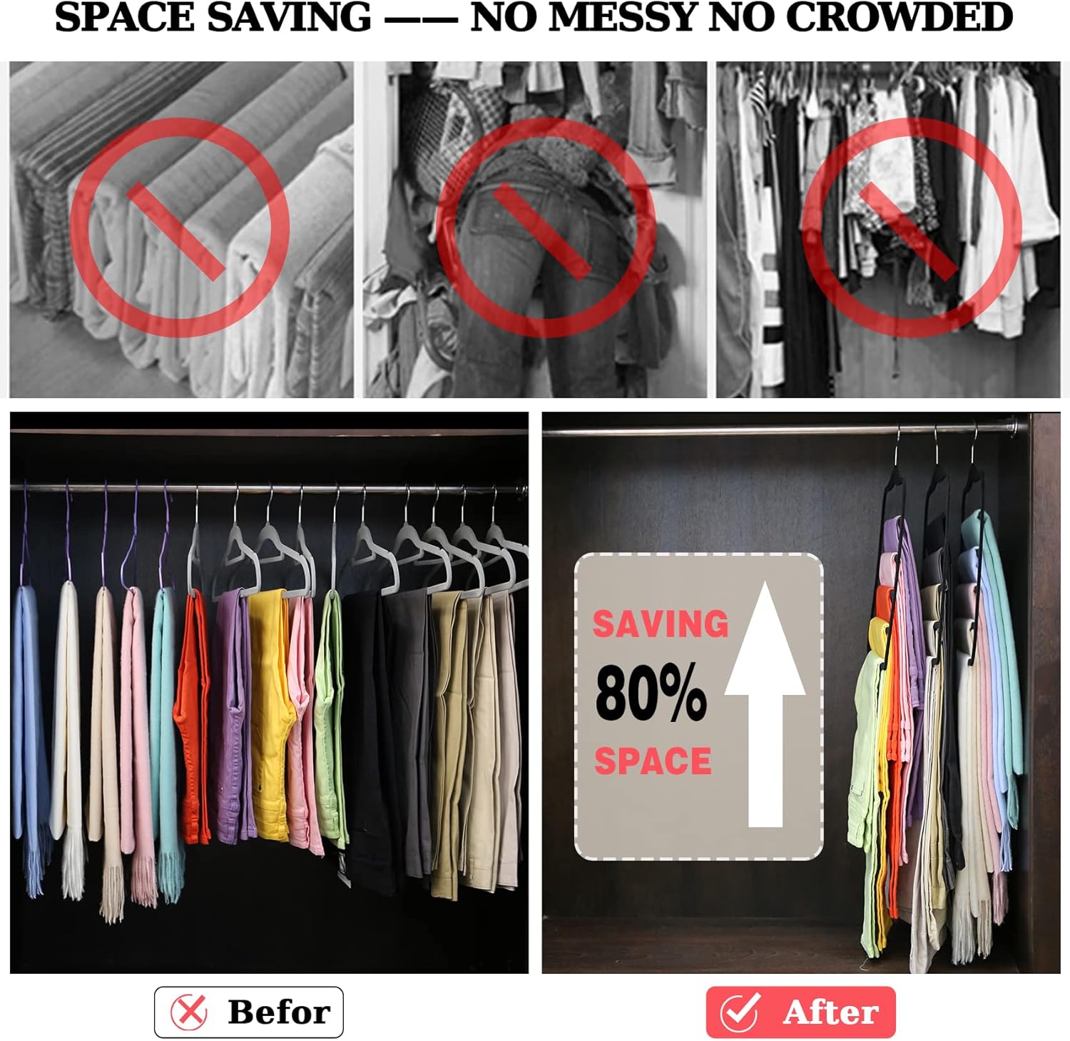 Closet Organizers and Storage,3 Pack Velvet Pants-Hangers-Space-Saving,Non Silp 5 Tier Scarf Jeans Organizer,Dorm Room Essentials for College Students Girls Boys Guys,Organization and Storage - Image 4