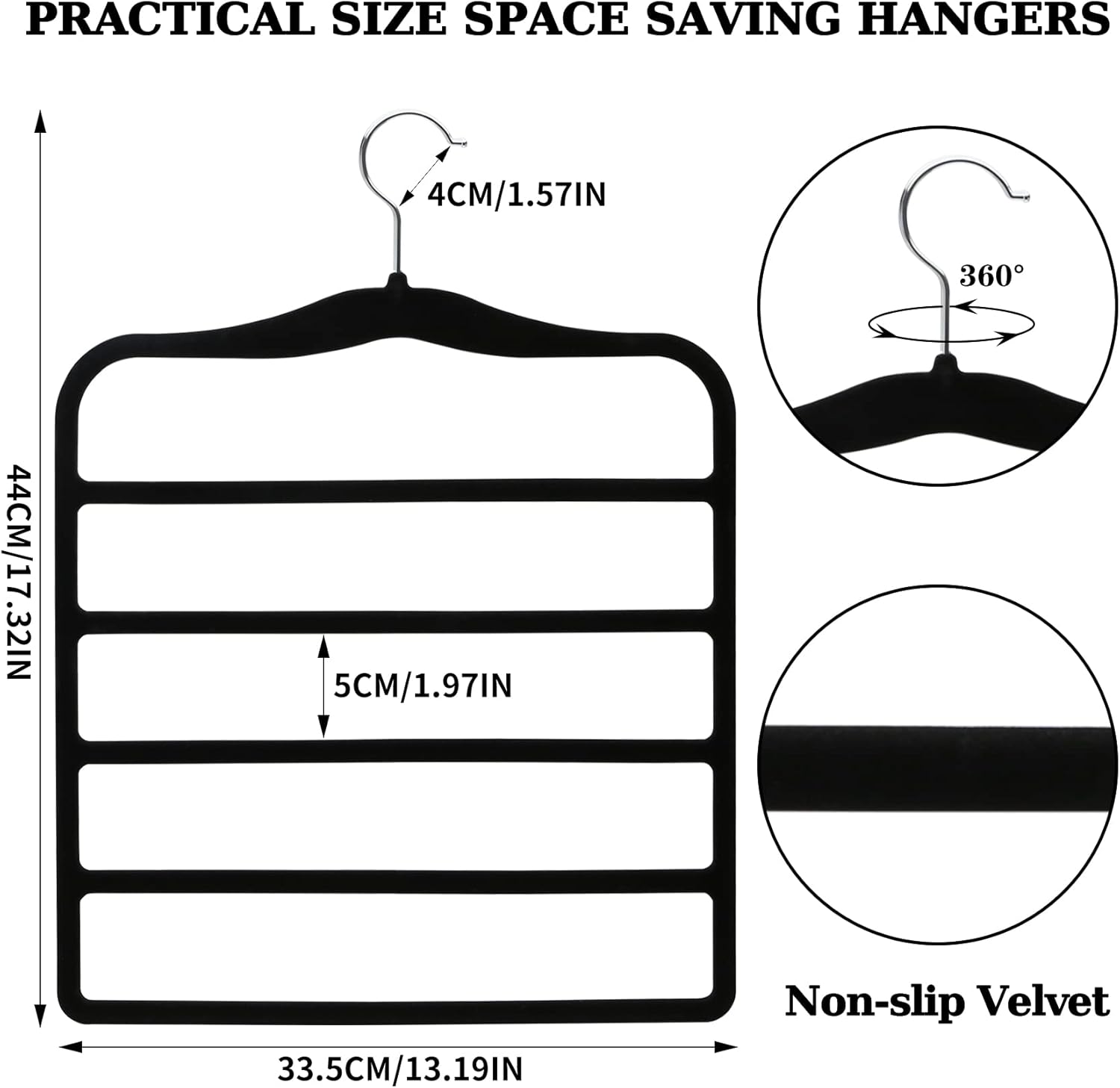 Closet Organizers and Storage,3 Pack Velvet Pants-Hangers-Space-Saving,Non Silp 5 Tier Scarf Jeans Organizer,Dorm Room Essentials for College Students Girls Boys Guys,Organization and Storage - Image 5