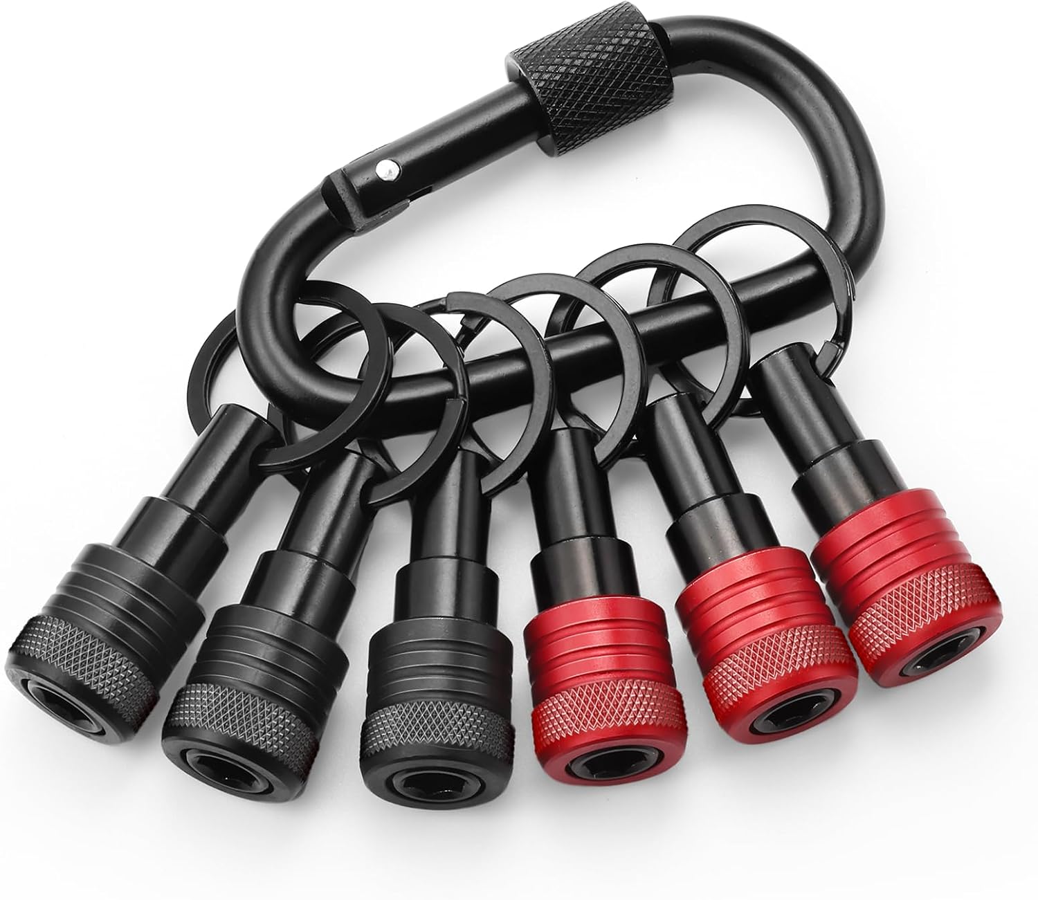 Enhanced Non-Slip Bit Holder 6pcs, 1/4 Drill Bit Holder, Bit Holder Key Chain, Impact Bit Holders for Impact Driver Drill Bit Extension Screwdriver & Drill Bits, w/Black Carabiner Gadget Gift for Men - Image 1