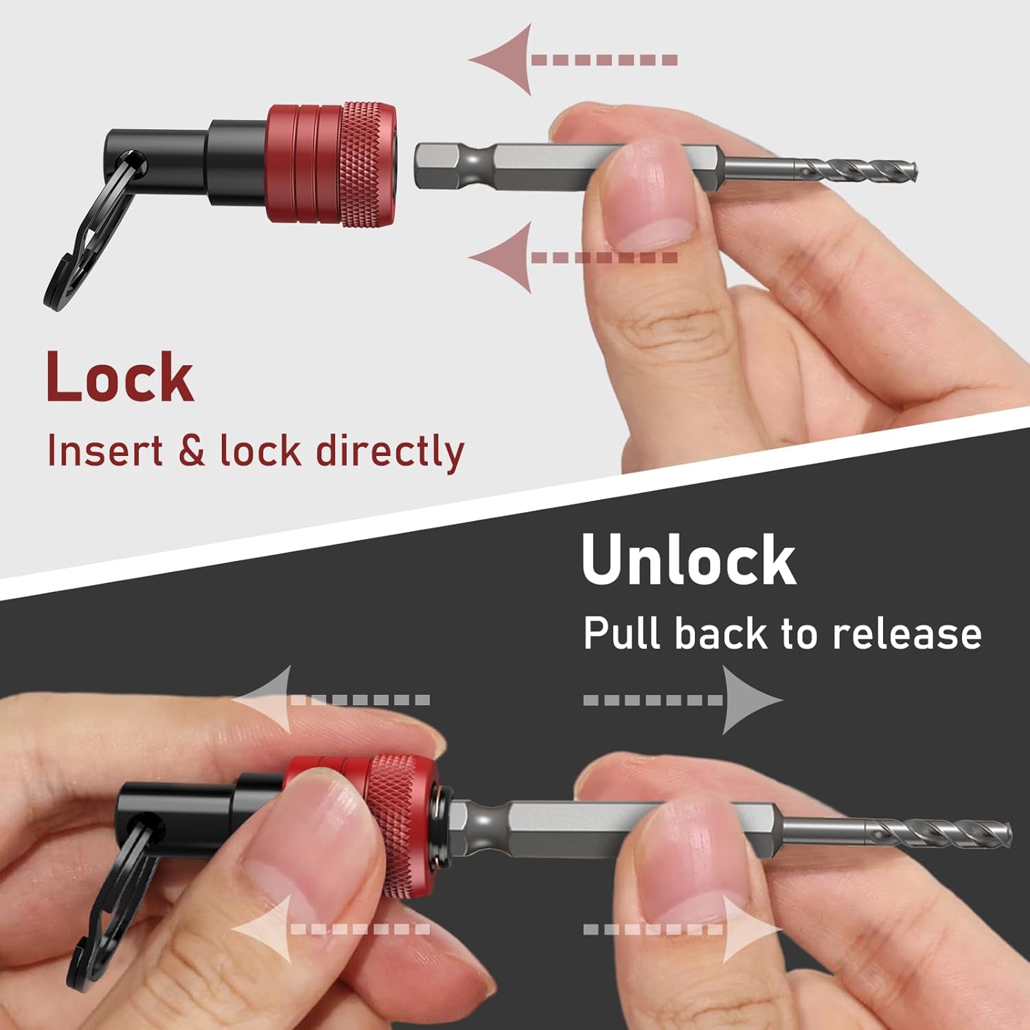 Enhanced Non-Slip Bit Holder 6pcs, 1/4 Drill Bit Holder, Bit Holder Key Chain, Impact Bit Holders for Impact Driver Drill Bit Extension Screwdriver & Drill Bits, w/Black Carabiner Gadget Gift for Men - Image 4