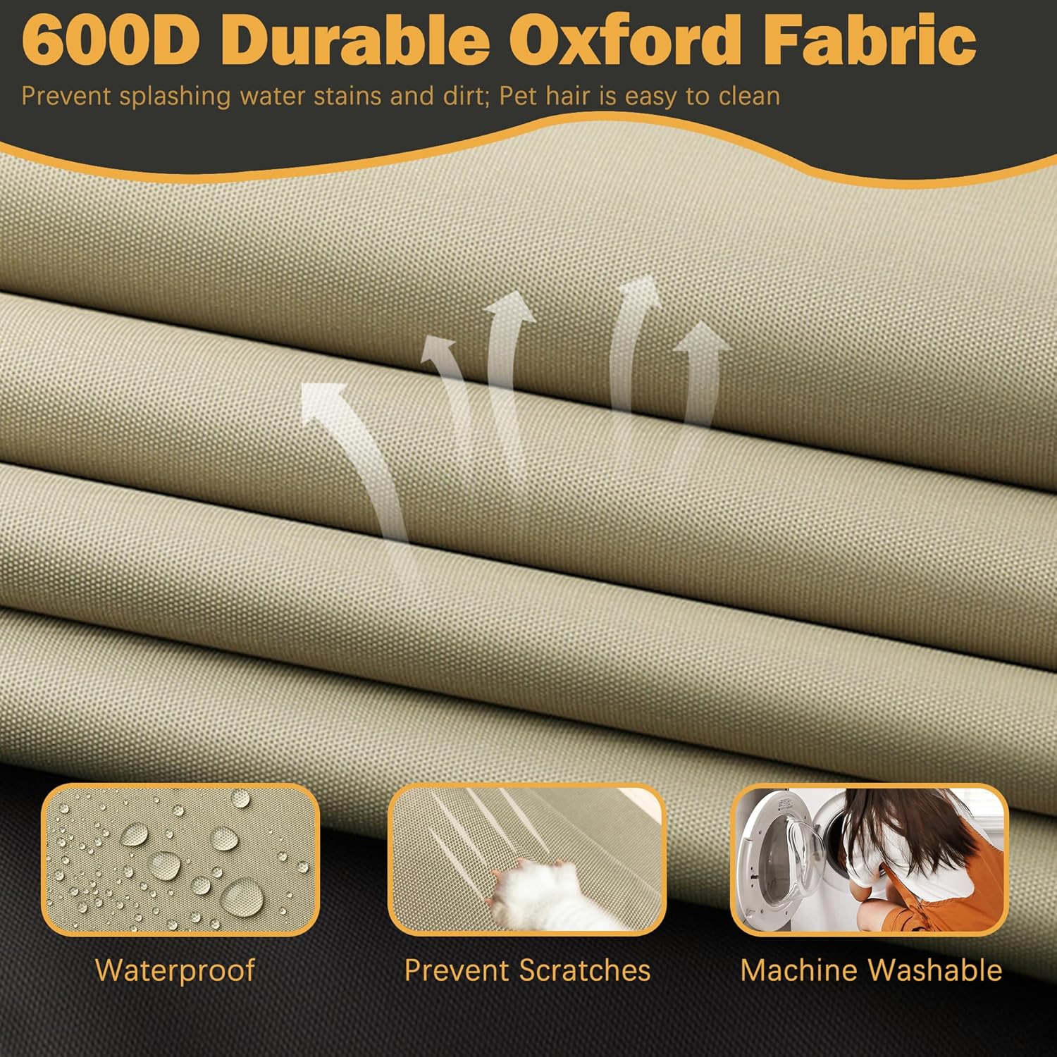 Patio Cushion Covers 24x24 Waterproof Outdoor Cushion Covers for Patio Furniture 4Pack Patio Cushion Slicovers Replacement Outdoor Seat Cushion Slip Cover for Wicker Chair, Tan - Image 3