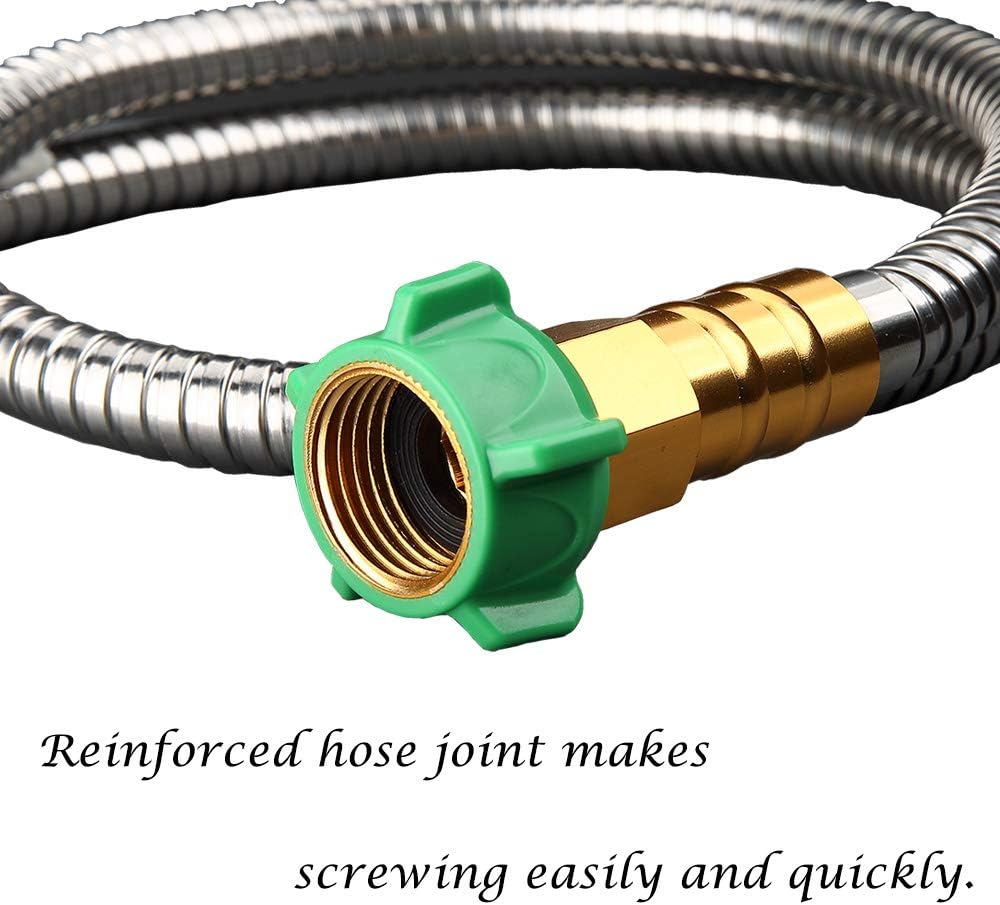 304 Stainless Steel Metal 3FT Short Garden Hose 3 Feet Flexible, Portable & Lightweight Kink Free Garden Water Outdoor Hose - Image 2