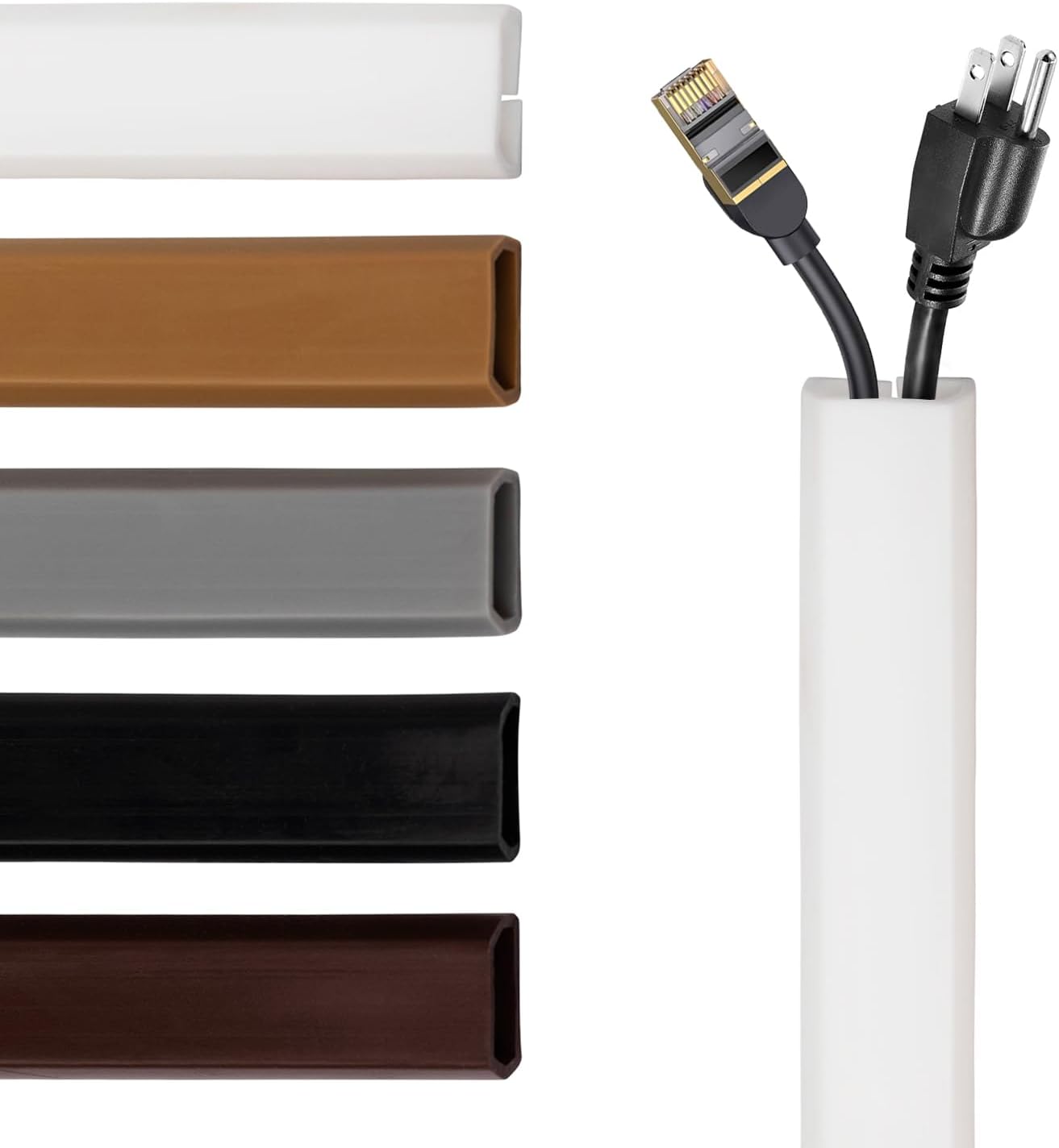 TV Cord Hider – Flexible Wall Cord Cover Low Profile Silicone Cable Raceway Self Adhesive Cut to Size Design for Hiding Wires on Wall Clean Home Setup Cable Concealment, White, 6 Feet - Image 1