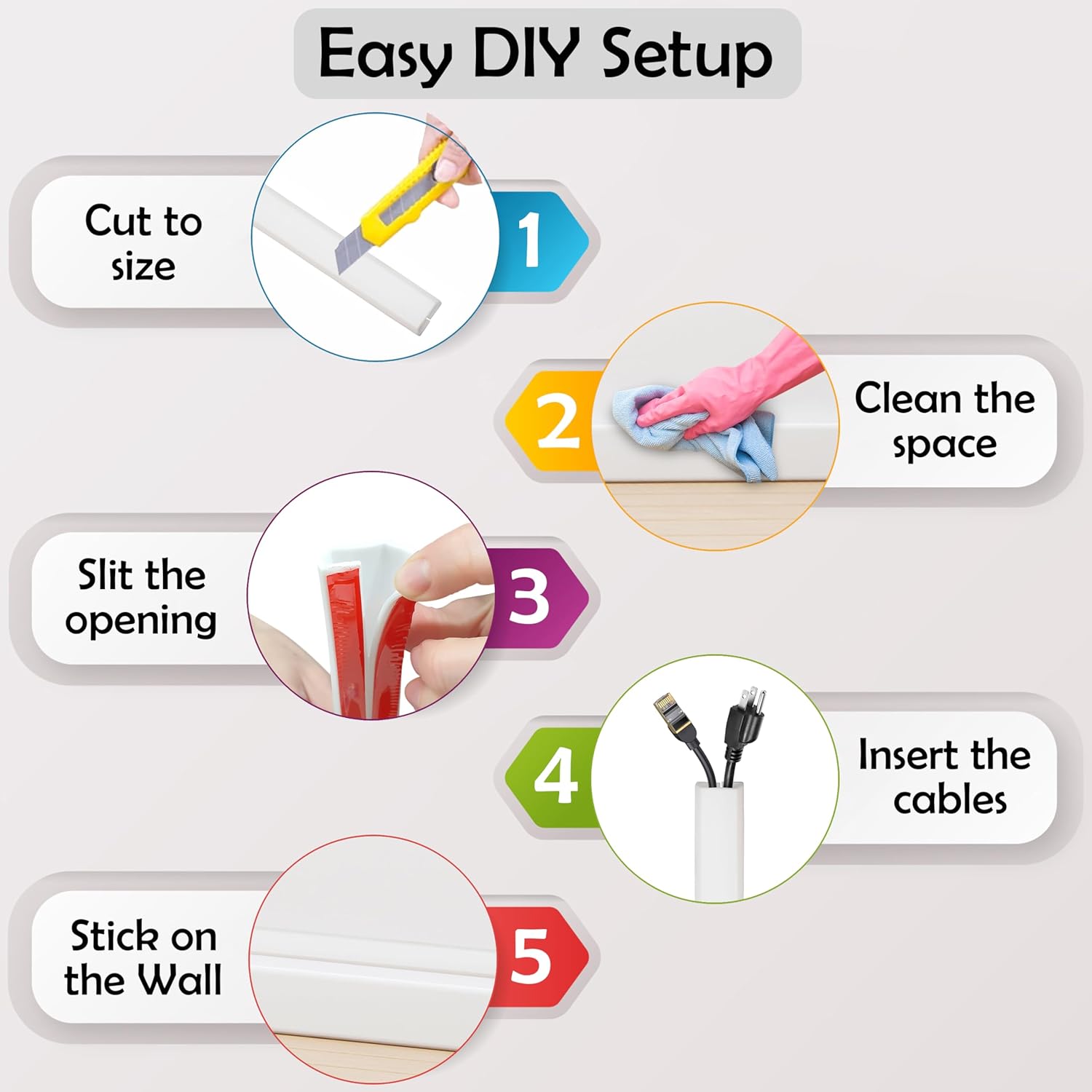 TV Cord Hider – Flexible Wall Cord Cover Low Profile Silicone Cable Raceway Self Adhesive Cut to Size Design for Hiding Wires on Wall Clean Home Setup Cable Concealment, White, 6 Feet - Image 7