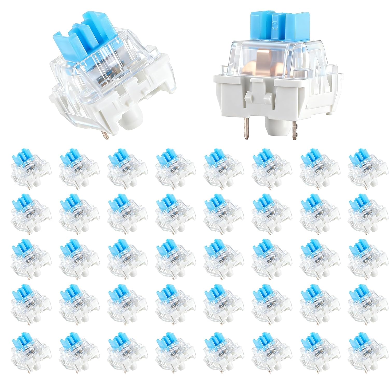 Keyboard Switches, 50 Pcs 3 PIN Blue Keyboard Clicker Replacement Dustproof Mechanical Keyboards Switches for Most Gaming Keyboards - Image 1