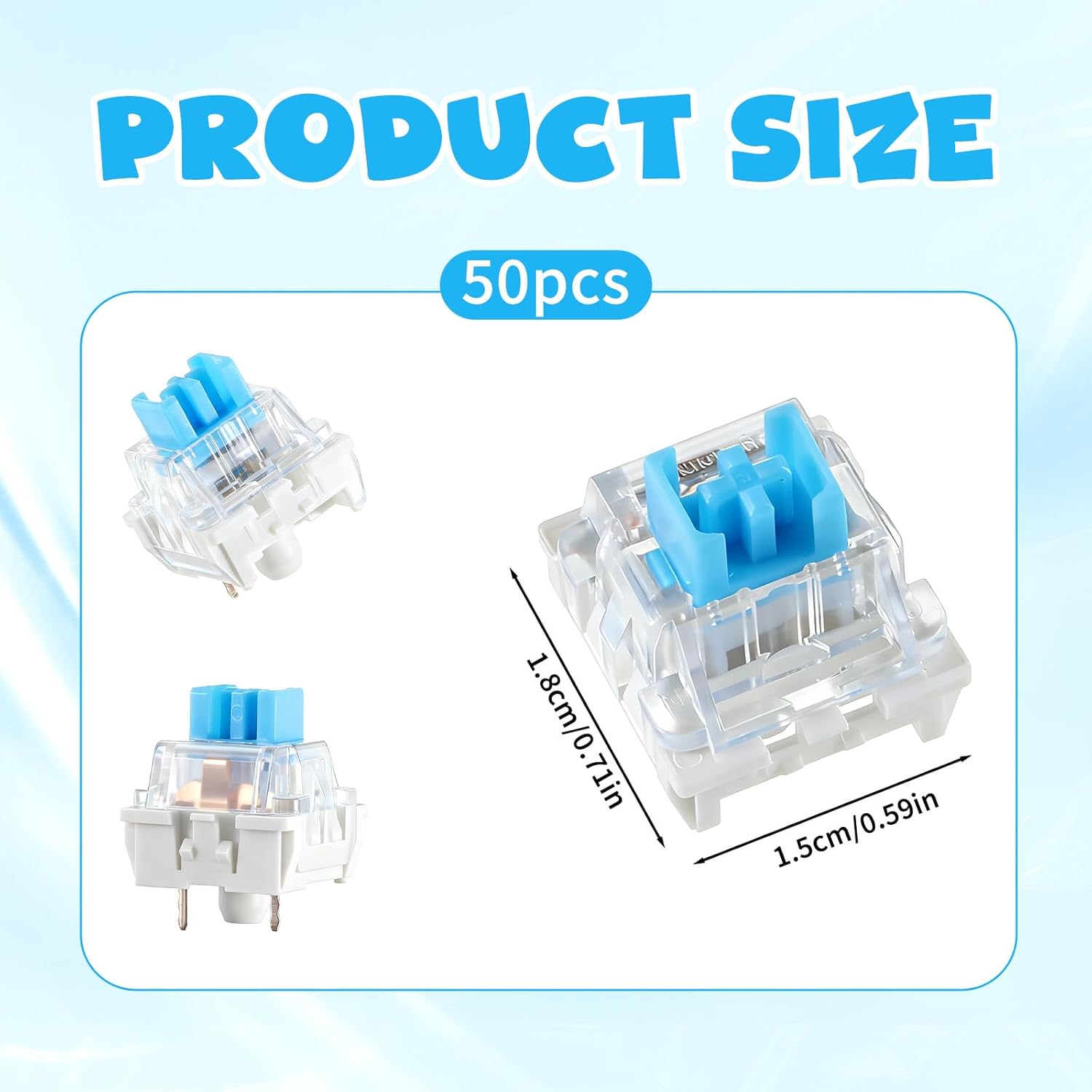 Keyboard Switches, 50 Pcs 3 PIN Blue Keyboard Clicker Replacement Dustproof Mechanical Keyboards Switches for Most Gaming Keyboards - Image 2