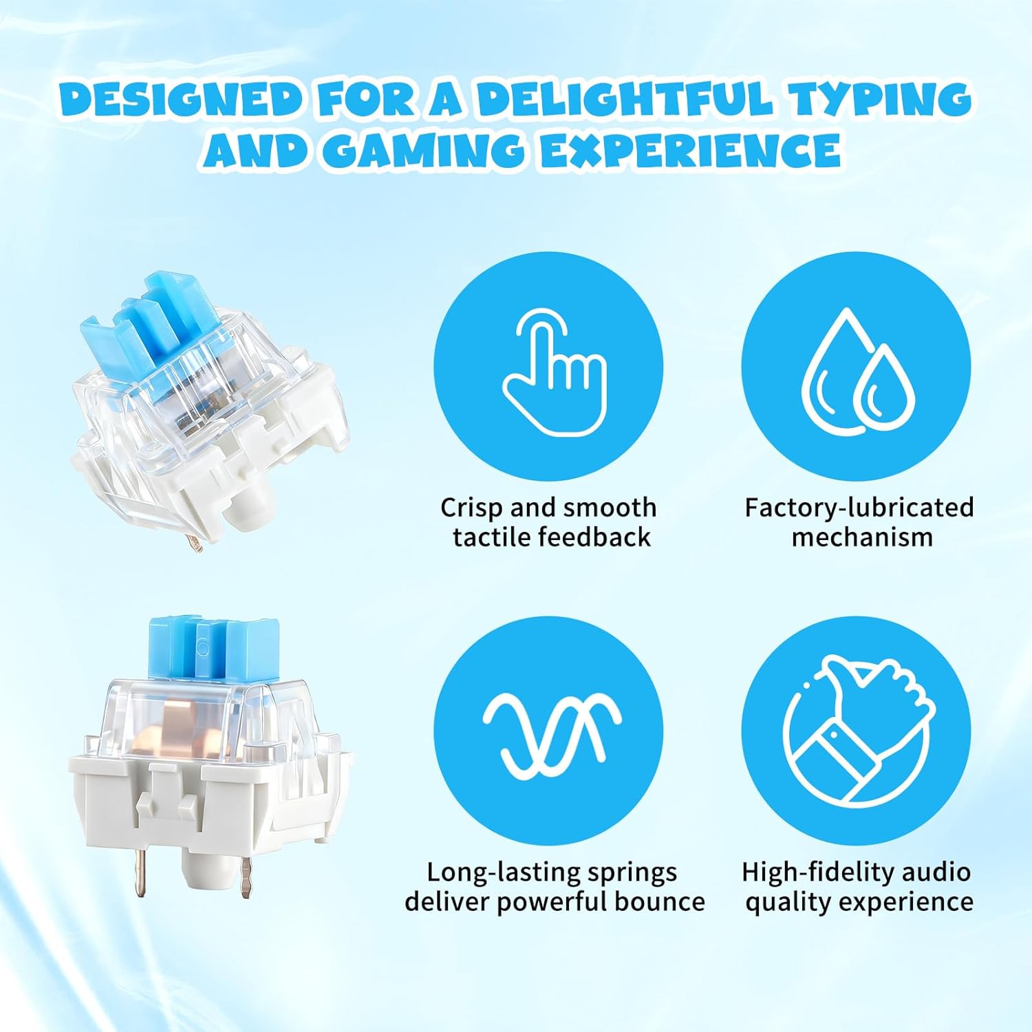 Keyboard Switches, 50 Pcs 3 PIN Blue Keyboard Clicker Replacement Dustproof Mechanical Keyboards Switches for Most Gaming Keyboards - Image 4