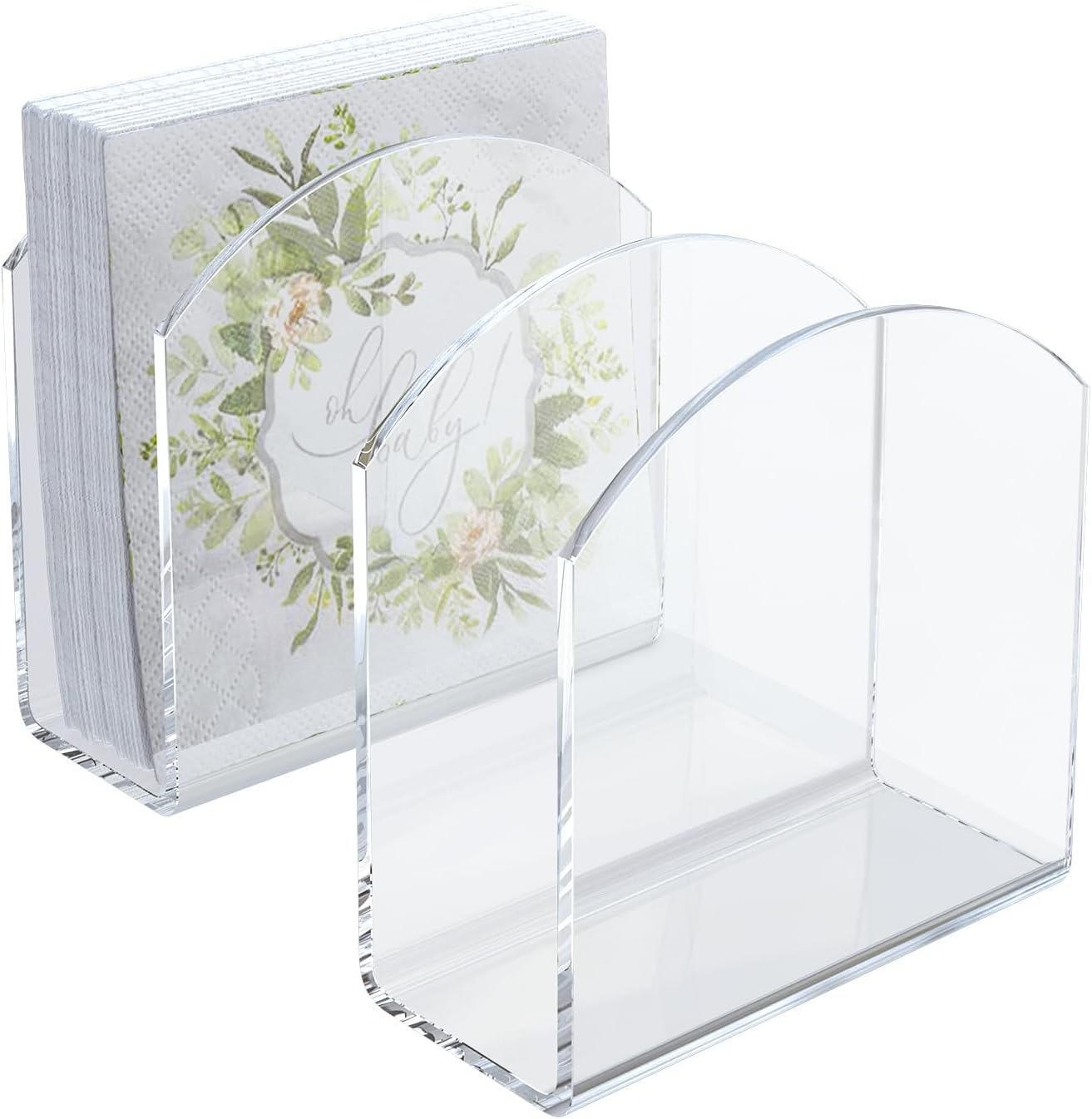 Napkin Holder, 2 Pack Clear Acrylic Napkin Tissue Holder for Table,Tissue Paper Cocktail Napkin Holder for Kitchen, Dinner Napkin Dispenser for Bar, Restaurant - Image 1