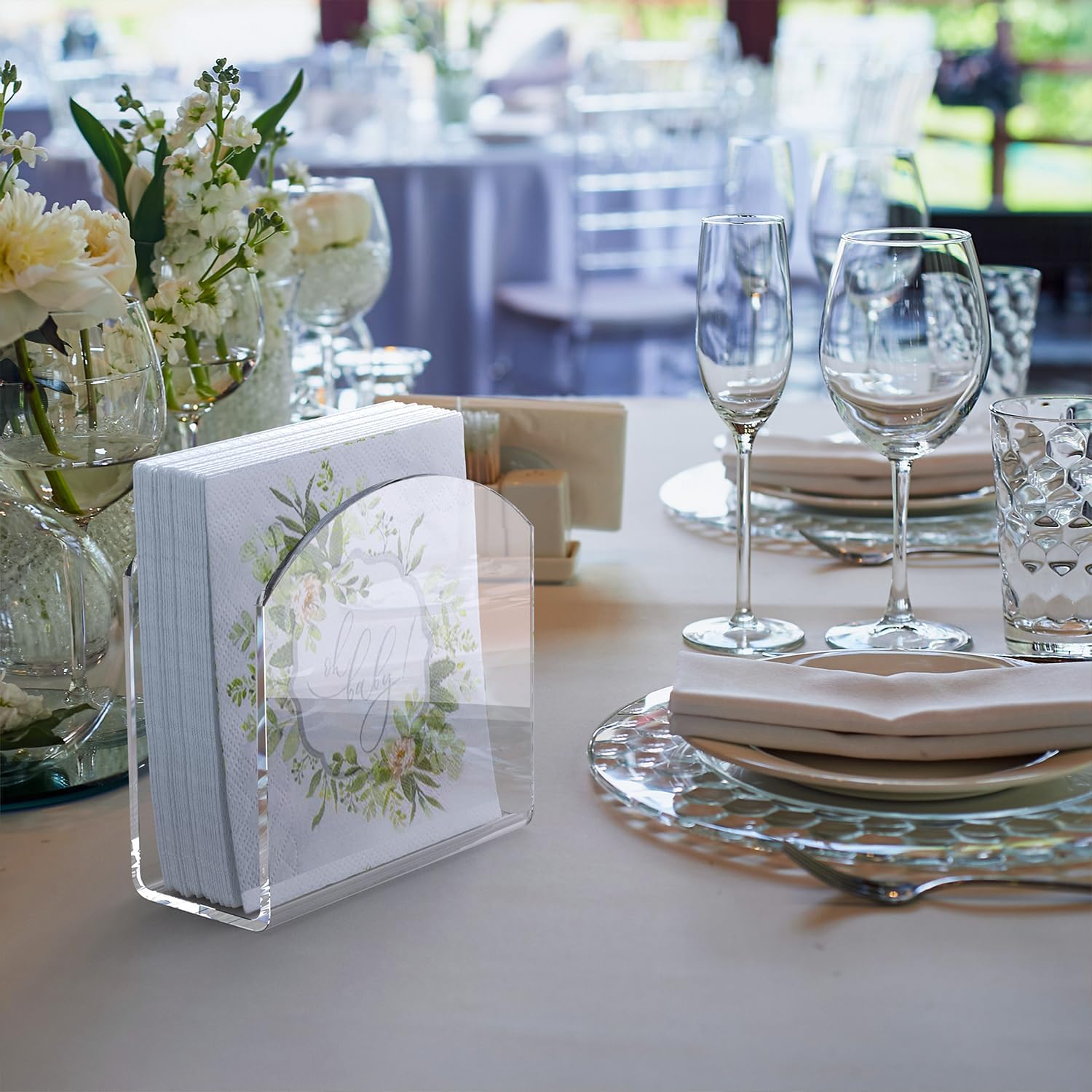 Napkin Holder, 2 Pack Clear Acrylic Napkin Tissue Holder for Table,Tissue Paper Cocktail Napkin Holder for Kitchen, Dinner Napkin Dispenser for Bar, Restaurant - Image 4