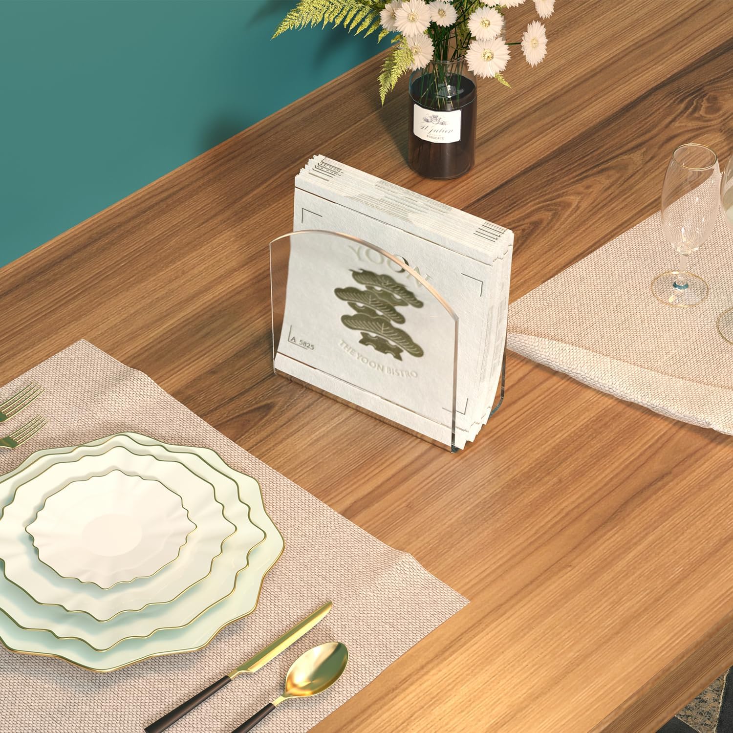 Napkin Holder, 2 Pack Clear Acrylic Napkin Tissue Holder for Table,Tissue Paper Cocktail Napkin Holder for Kitchen, Dinner Napkin Dispenser for Bar, Restaurant - Image 7