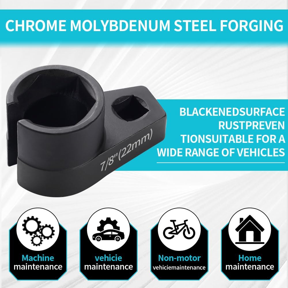 Offset O2 Sensor Socket, 7/8-Inch (22mm) with 3/8-Inch Drive, Universal Fit for Vehicle Oxygen Sensor Removal - Image 4
